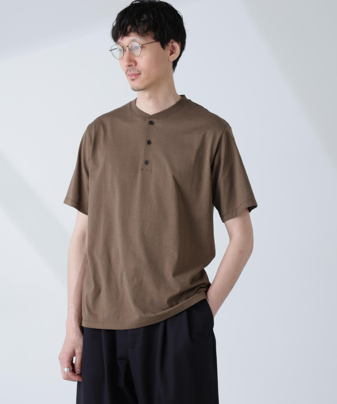 ソラーロライトストレッチヘンリーネックTシャツ(セットアップ可)