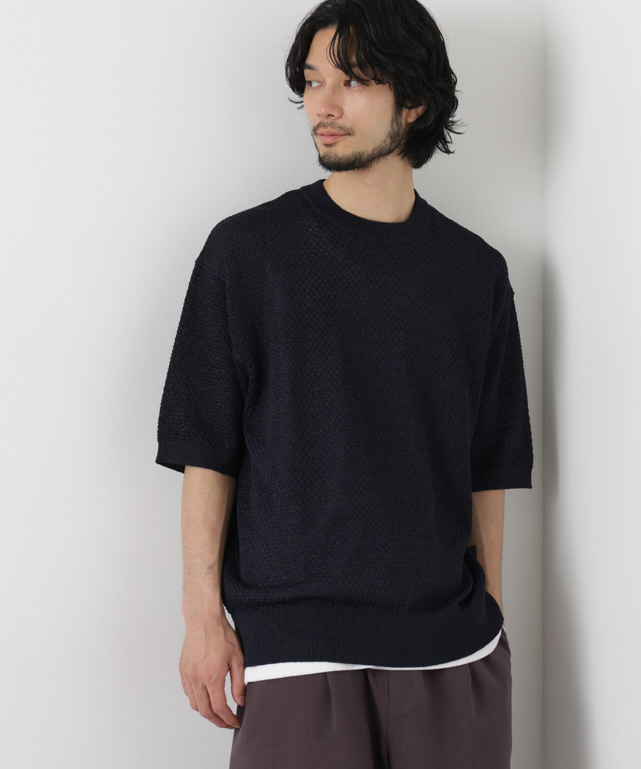 ギマクルーネック ニットTシャツ