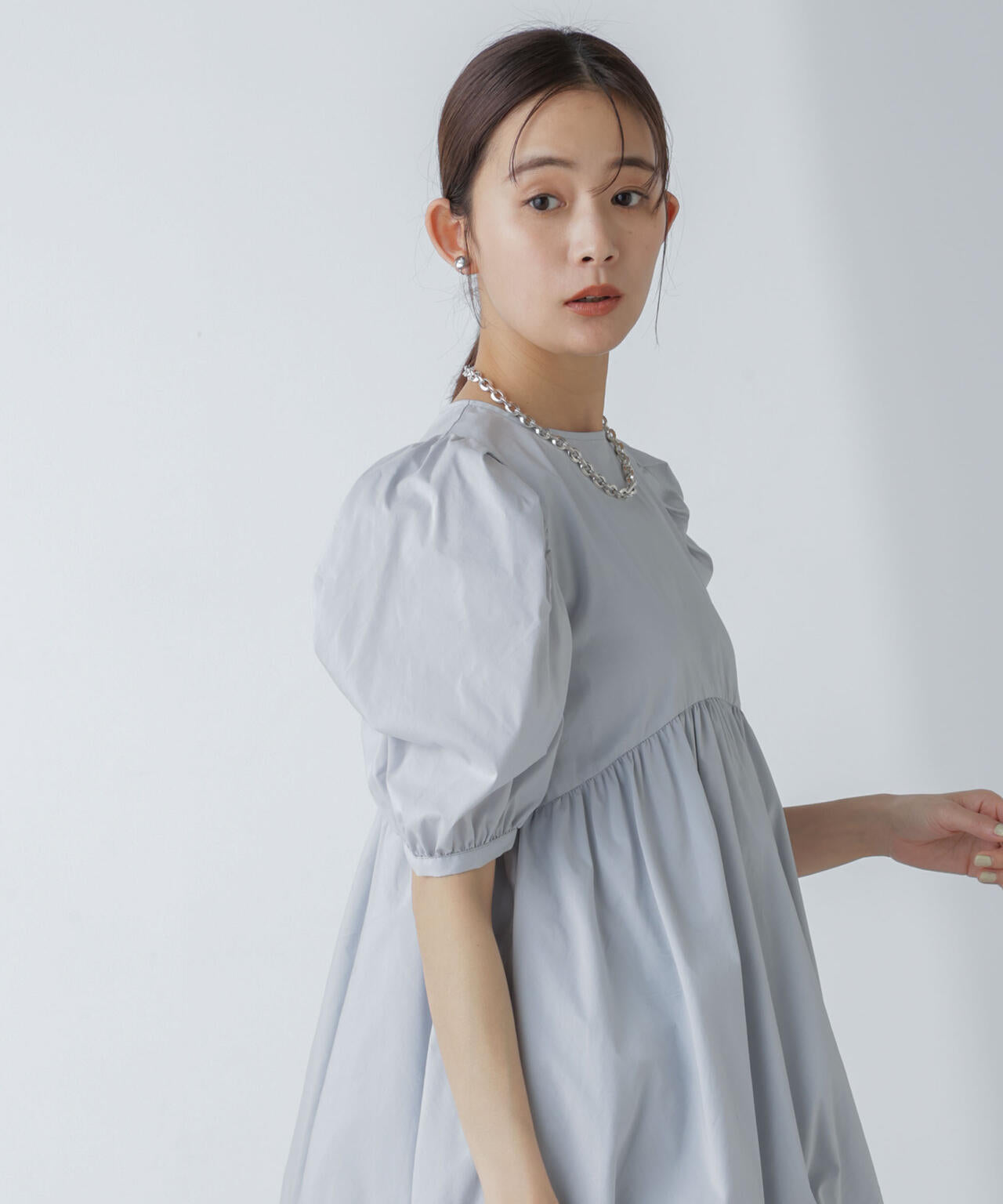 「星玲奈×NANO universe」タックスリーブバルーンブラウス