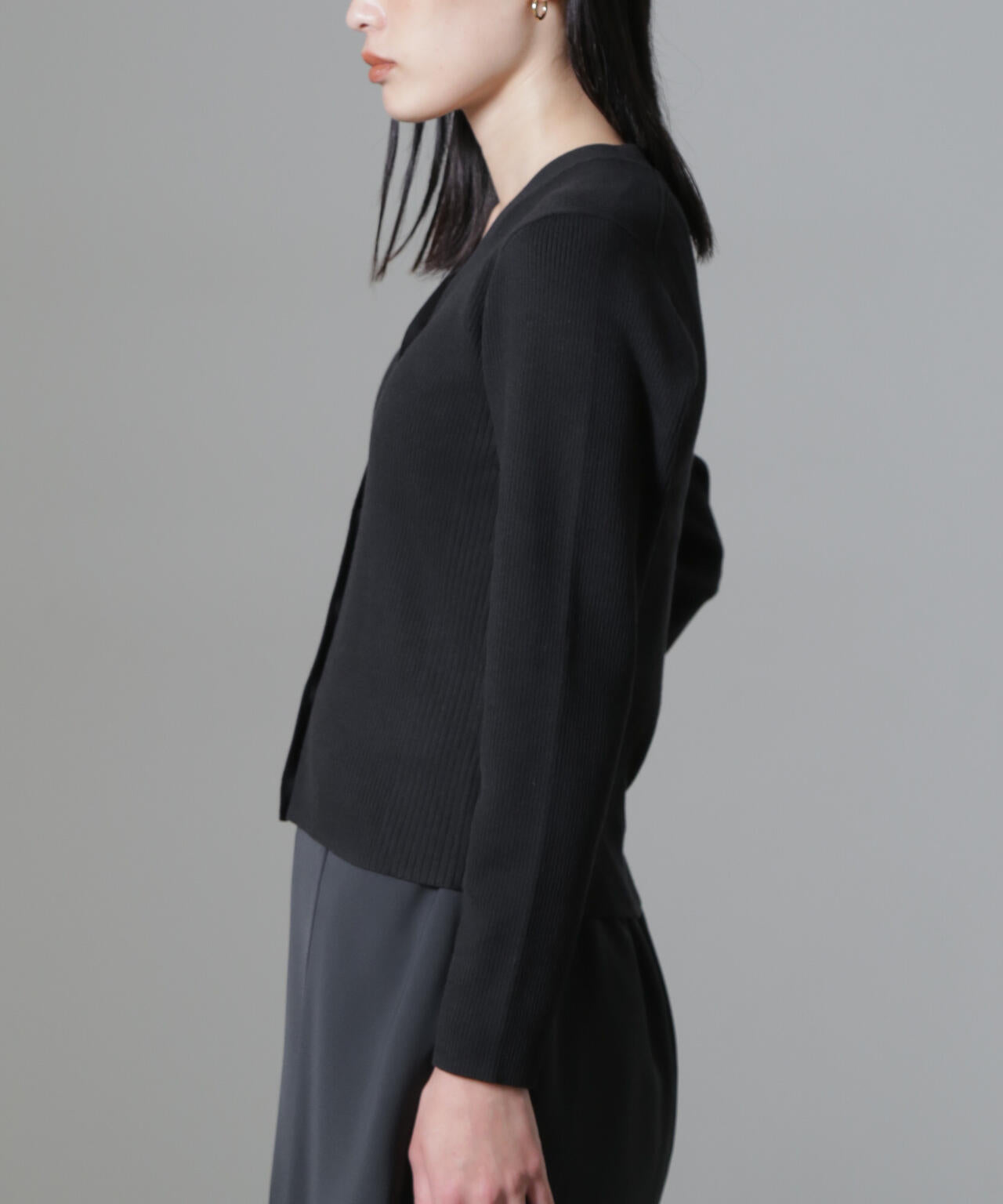 CICA&UVカット加工Vネックリブカーディガン