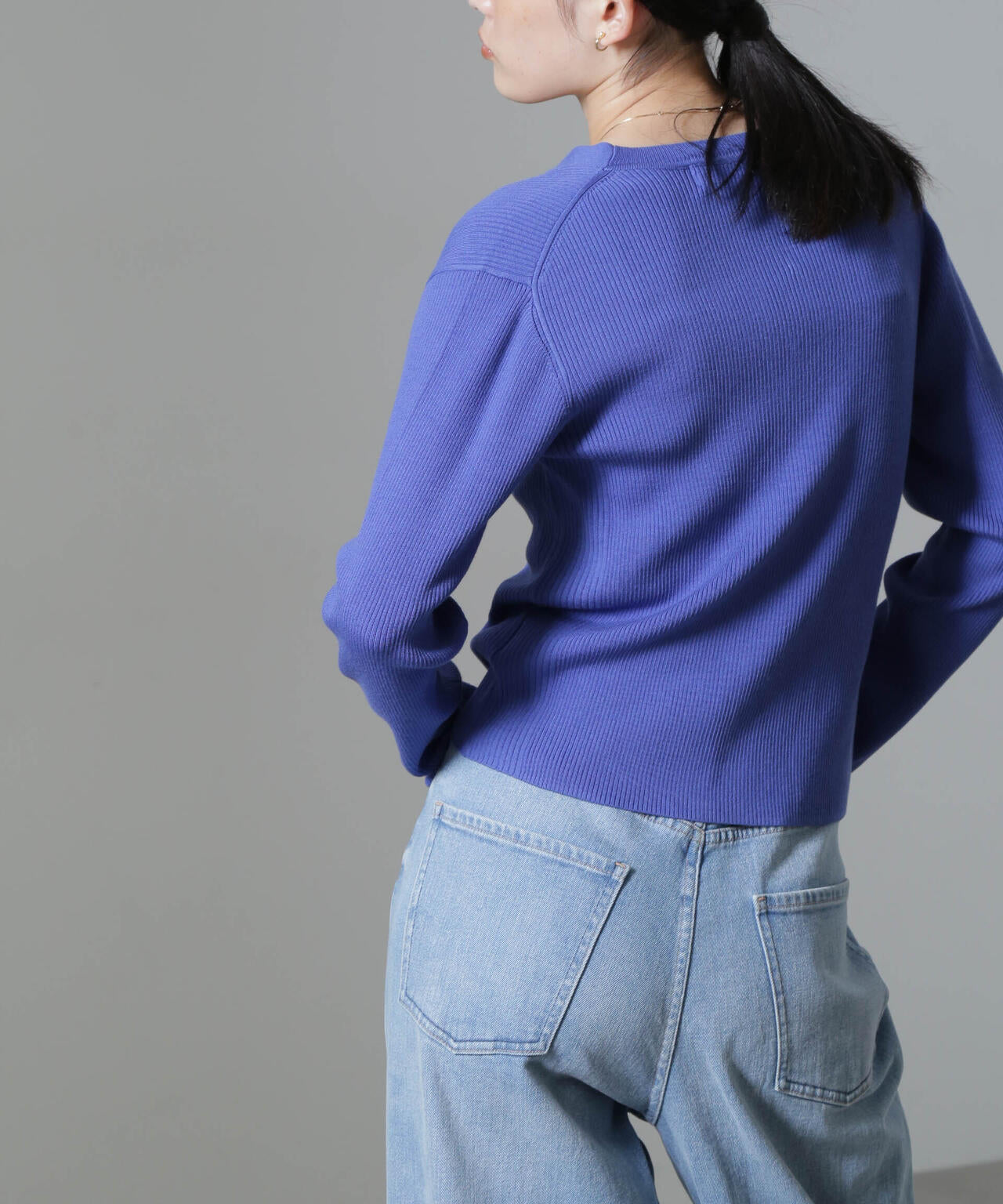 CICA&UVカット加工Vネックリブカーディガン