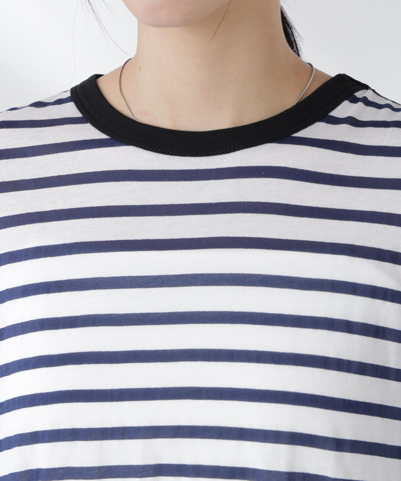 ボーダーシアーコットンTシャツ
