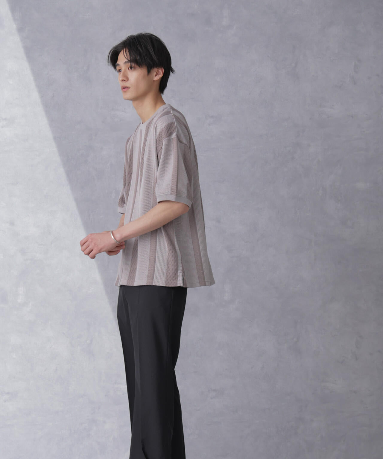 ストライプジャガードTシャツ 半袖