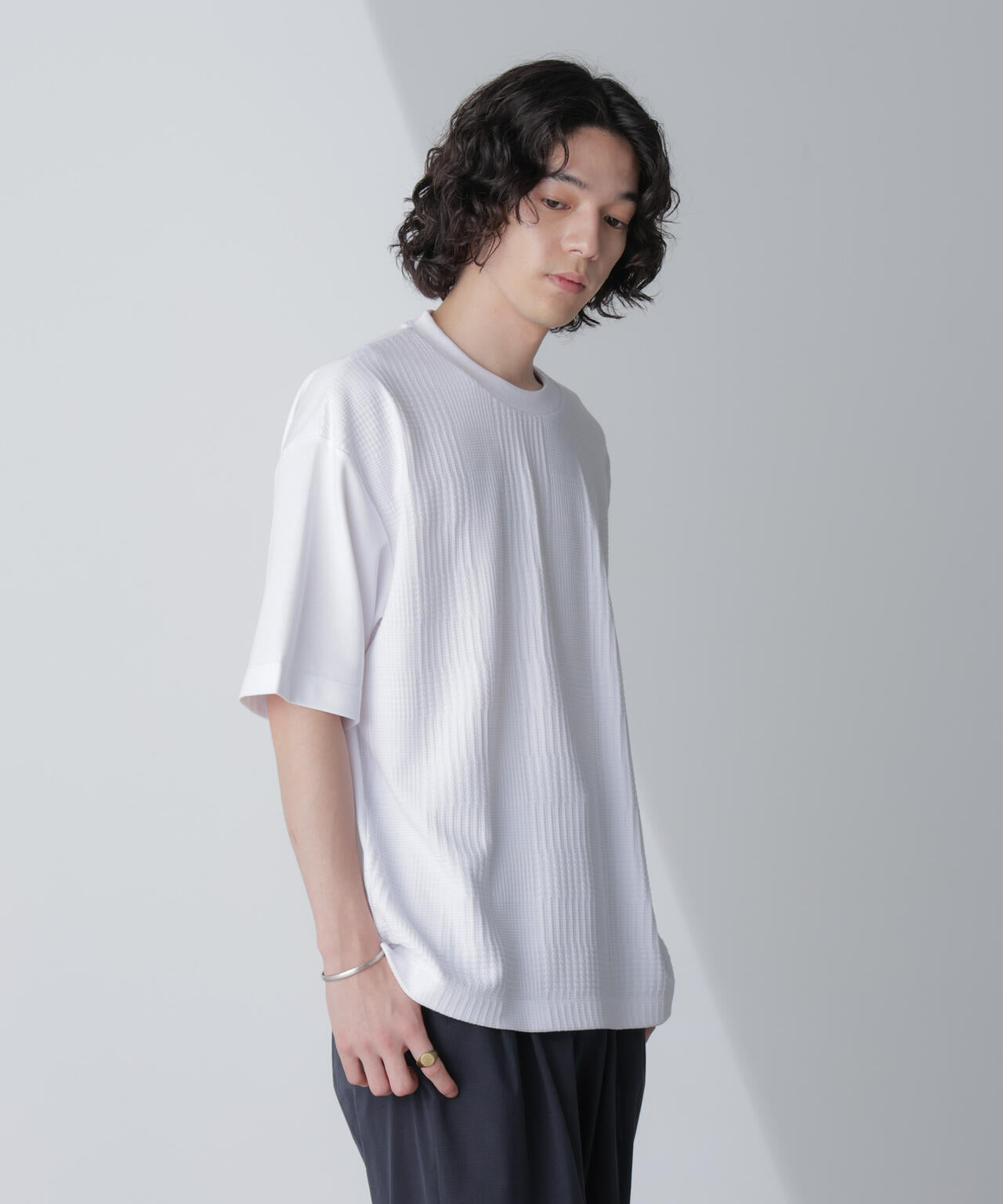 リンクスジャガードコンビTシャツ 半袖