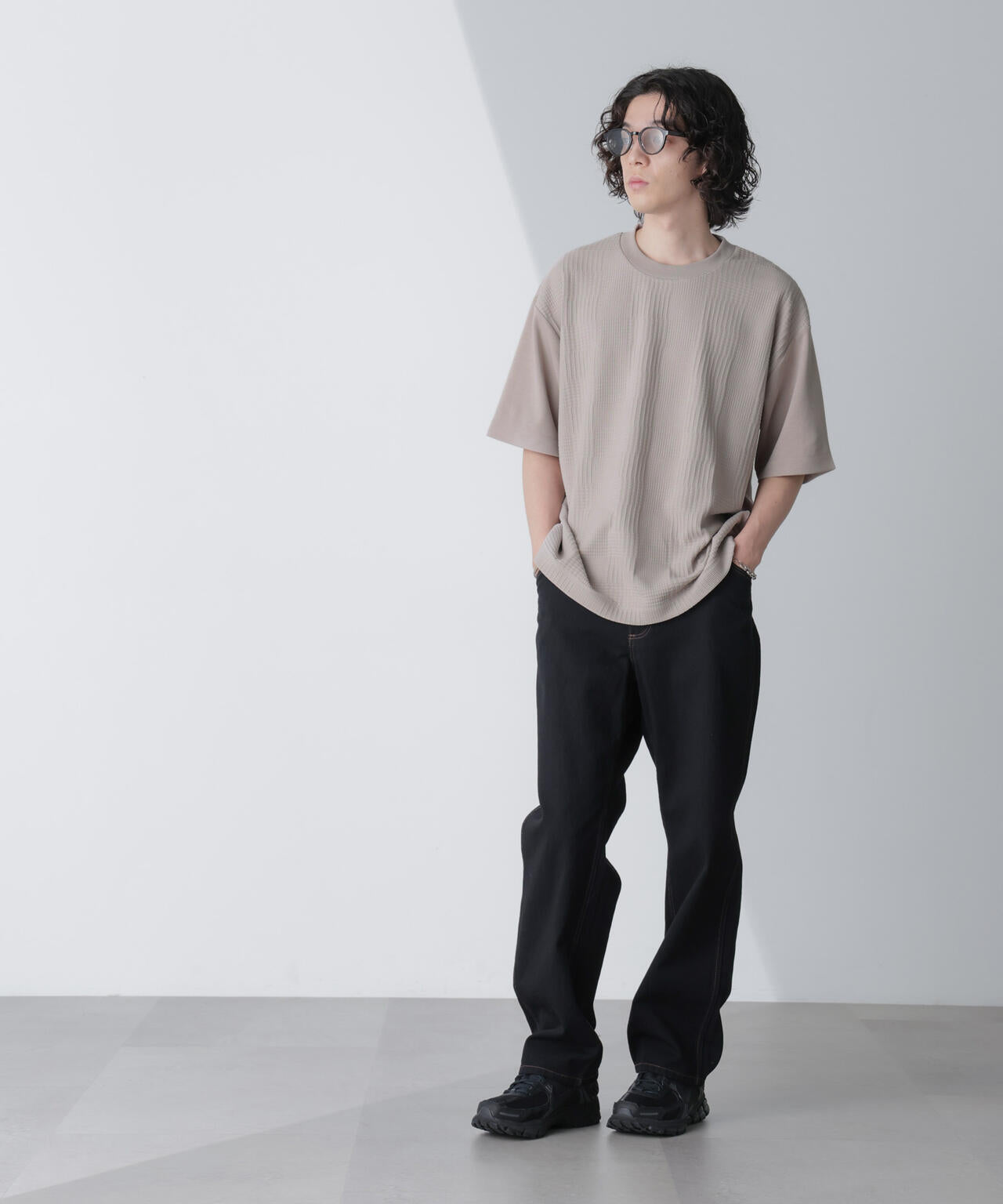 リンクスジャガードコンビTシャツ 半袖