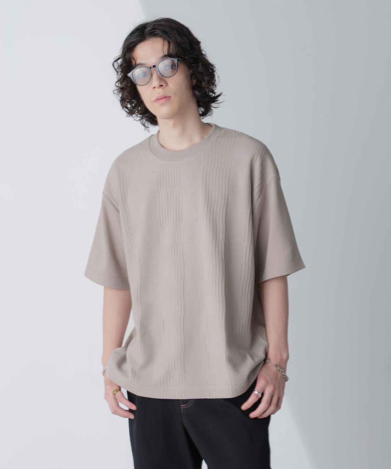 リンクスジャガードコンビTシャツ 半袖