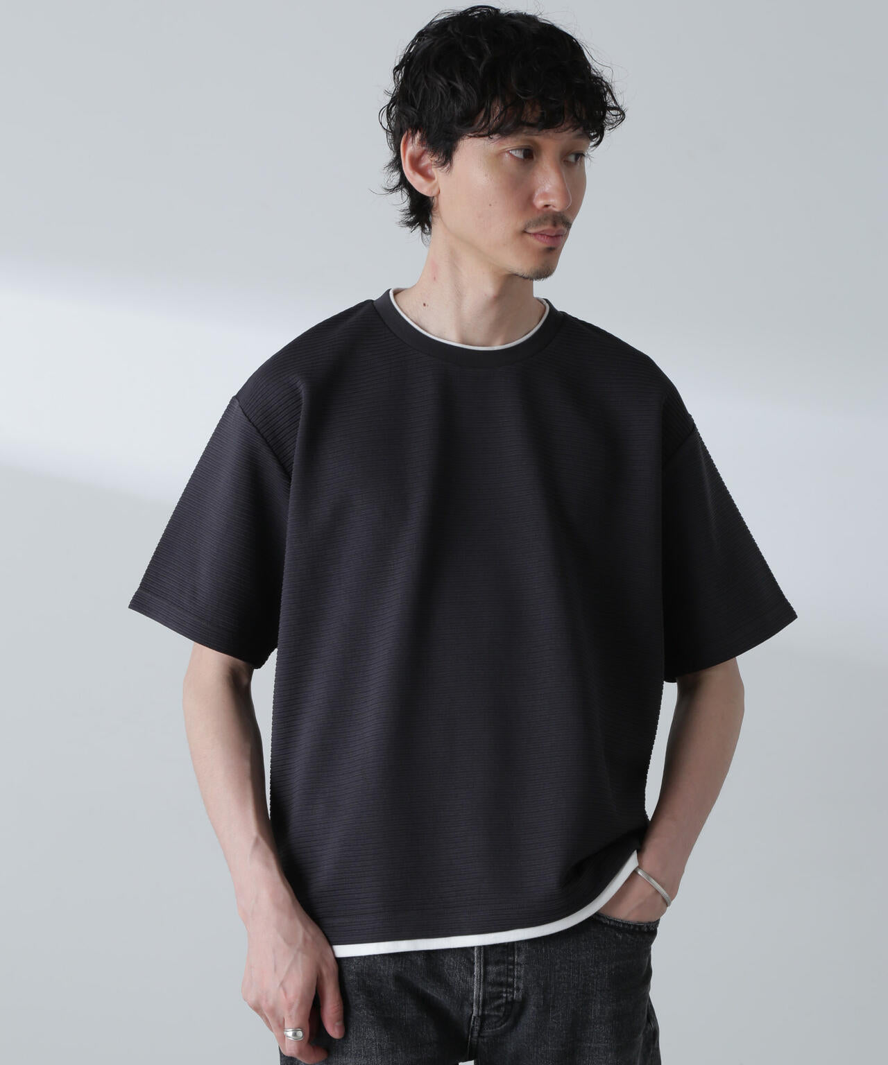 ガーターフェイクレイヤードTシャツ 半袖