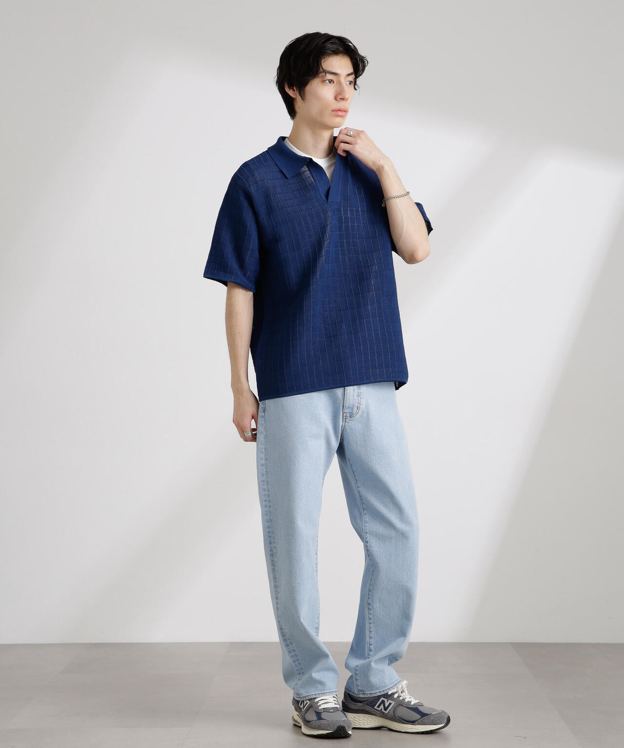 透かし編みスキッパーニット 半袖