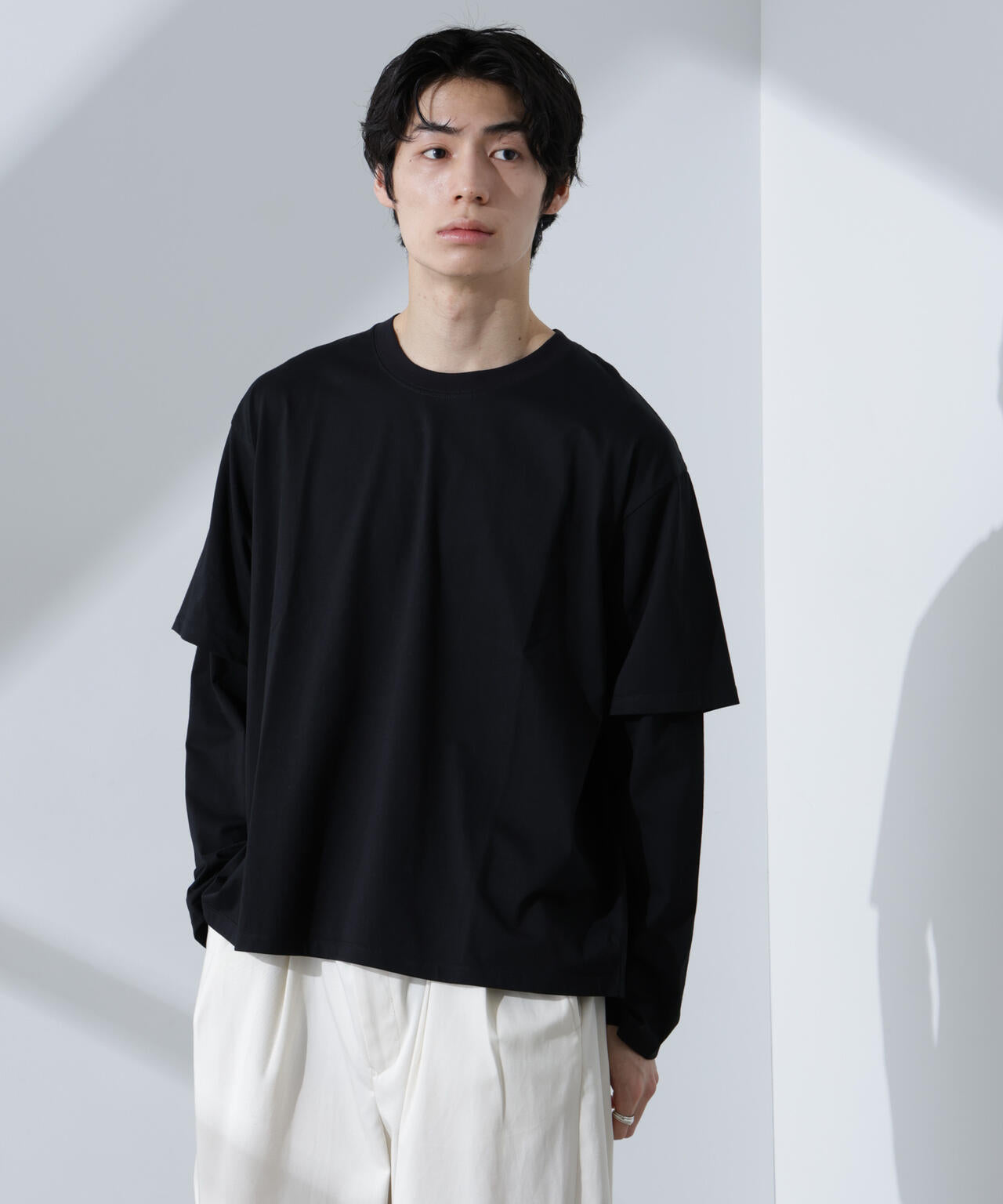 フェイクレイヤードTシャツ 長袖