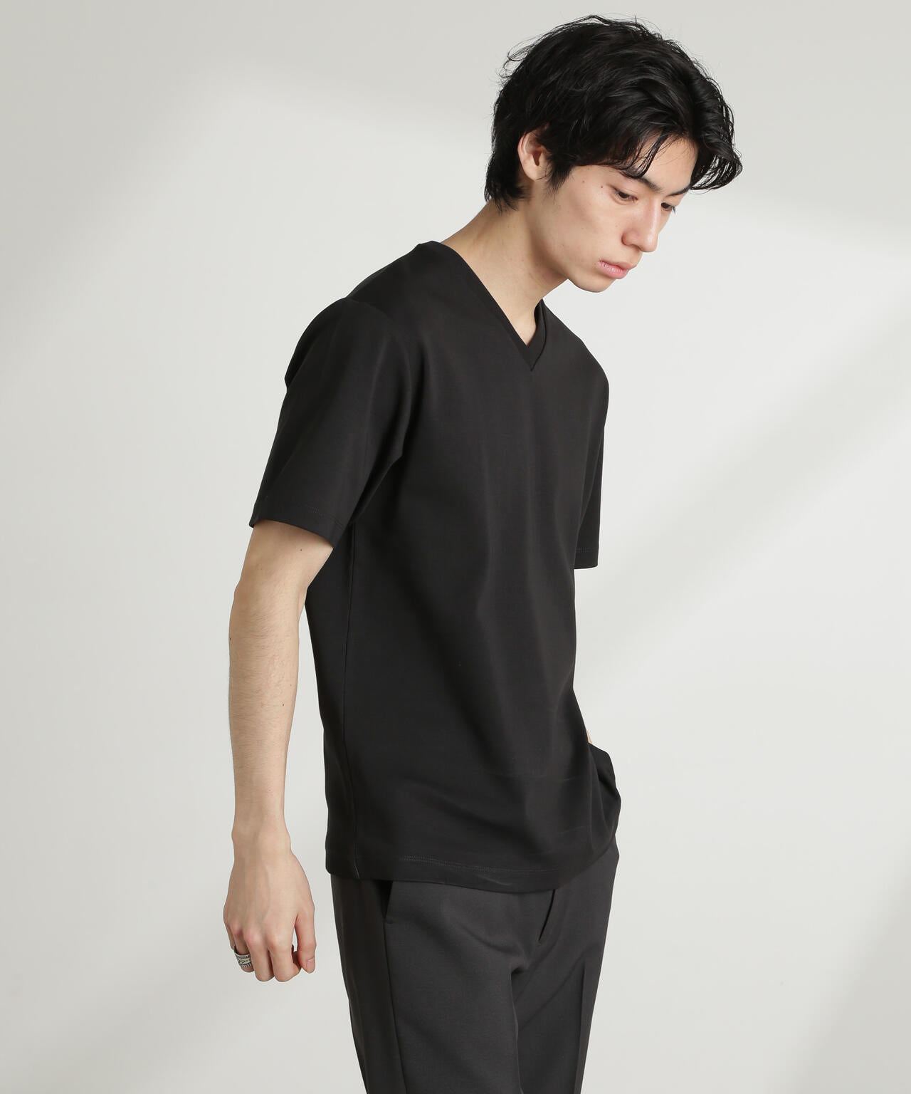 ダブルスムースVネックTシャツ 半袖