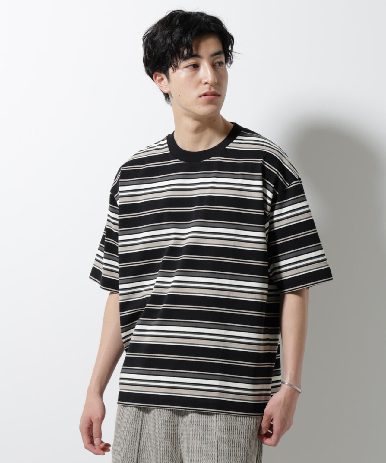 マルチボーダーリラックスTシャツ 半袖