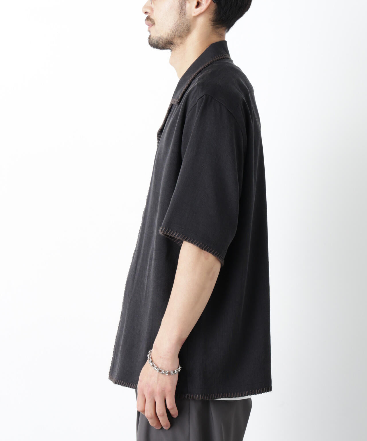 ブランケットステッチシャツ 半袖