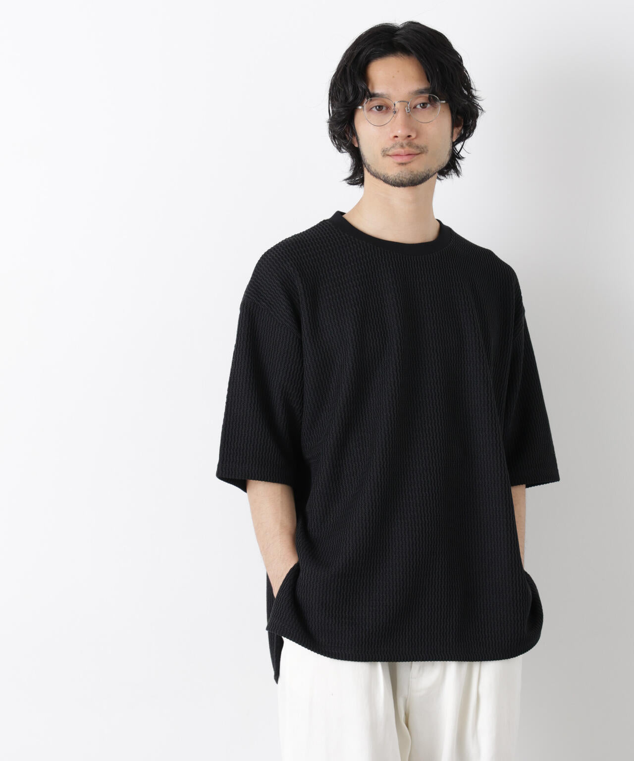 ジャガードニットソーTシャツ 半袖(セットアップ可)