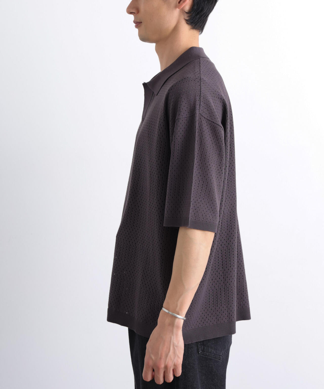 WEB限定/スキッパーテックニットポロシャツ/半袖