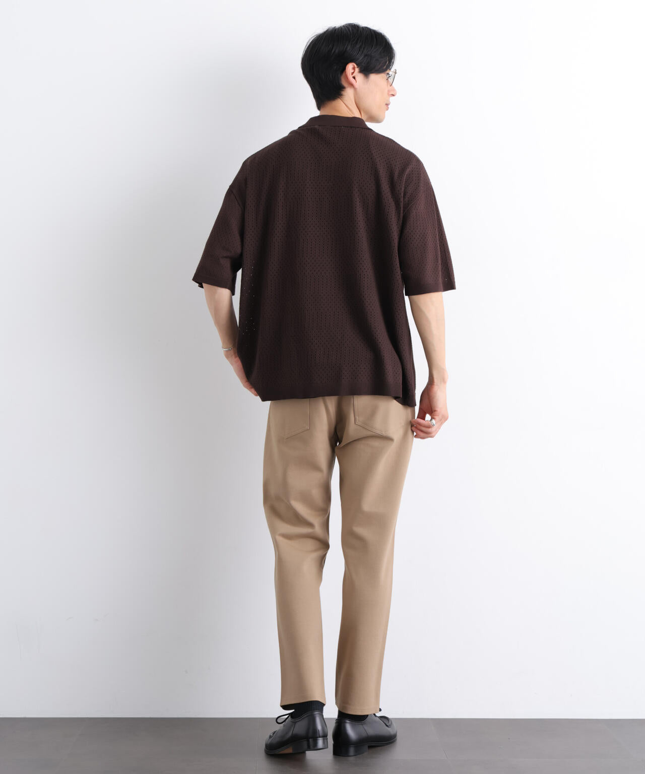 WEB限定/スキッパーテックニットポロシャツ/半袖
