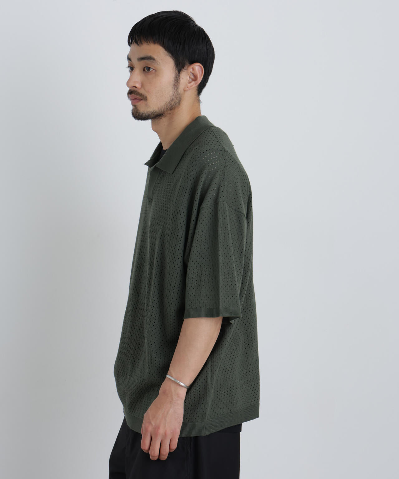 WEB限定/スキッパーテックニットポロシャツ/半袖