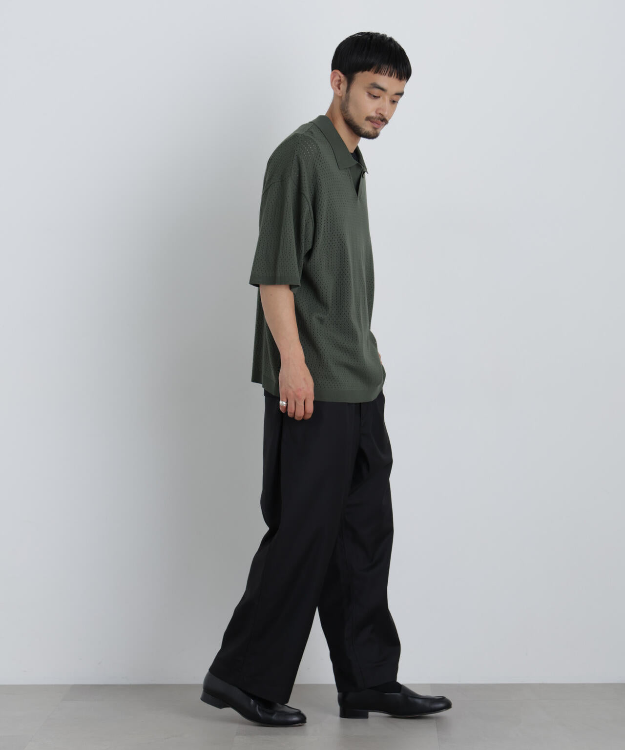 WEB限定/スキッパーテックニットポロシャツ/半袖