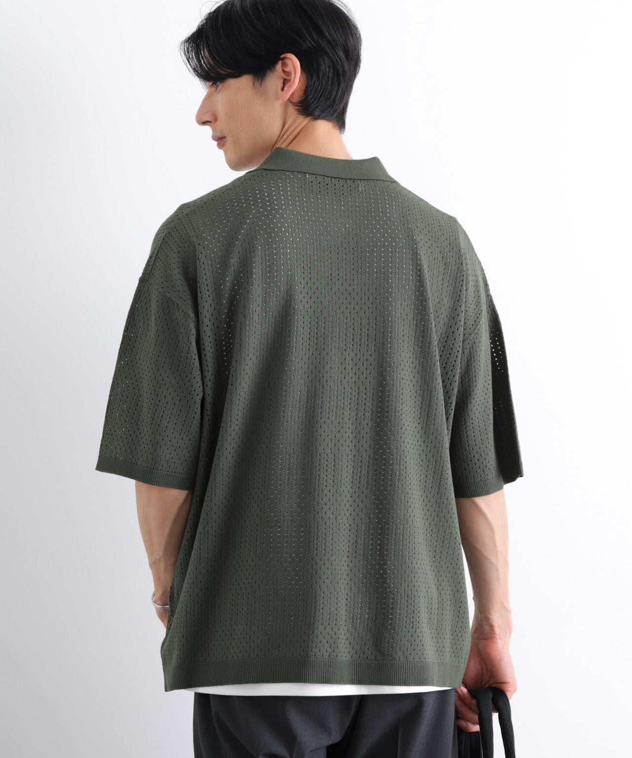 WEB限定/スキッパーテックニットポロシャツ/半袖