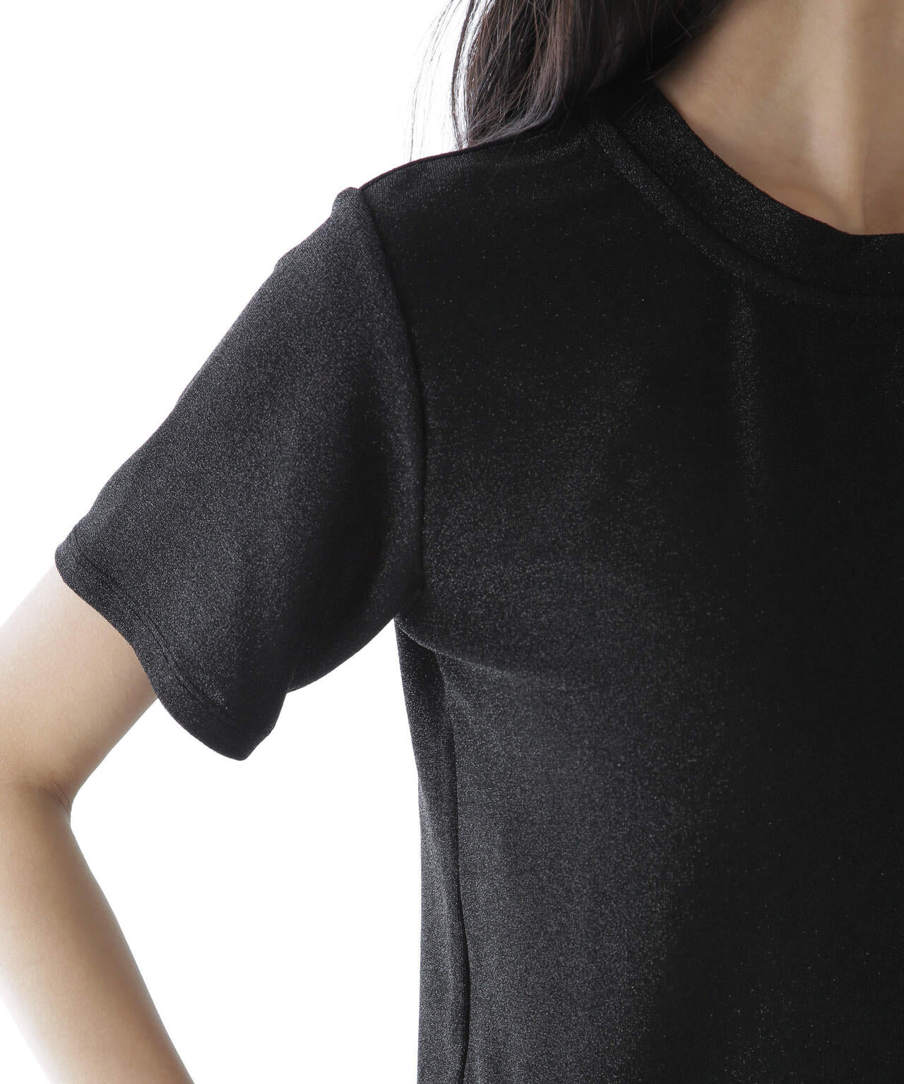 ラメカットクルーネックTシャツ