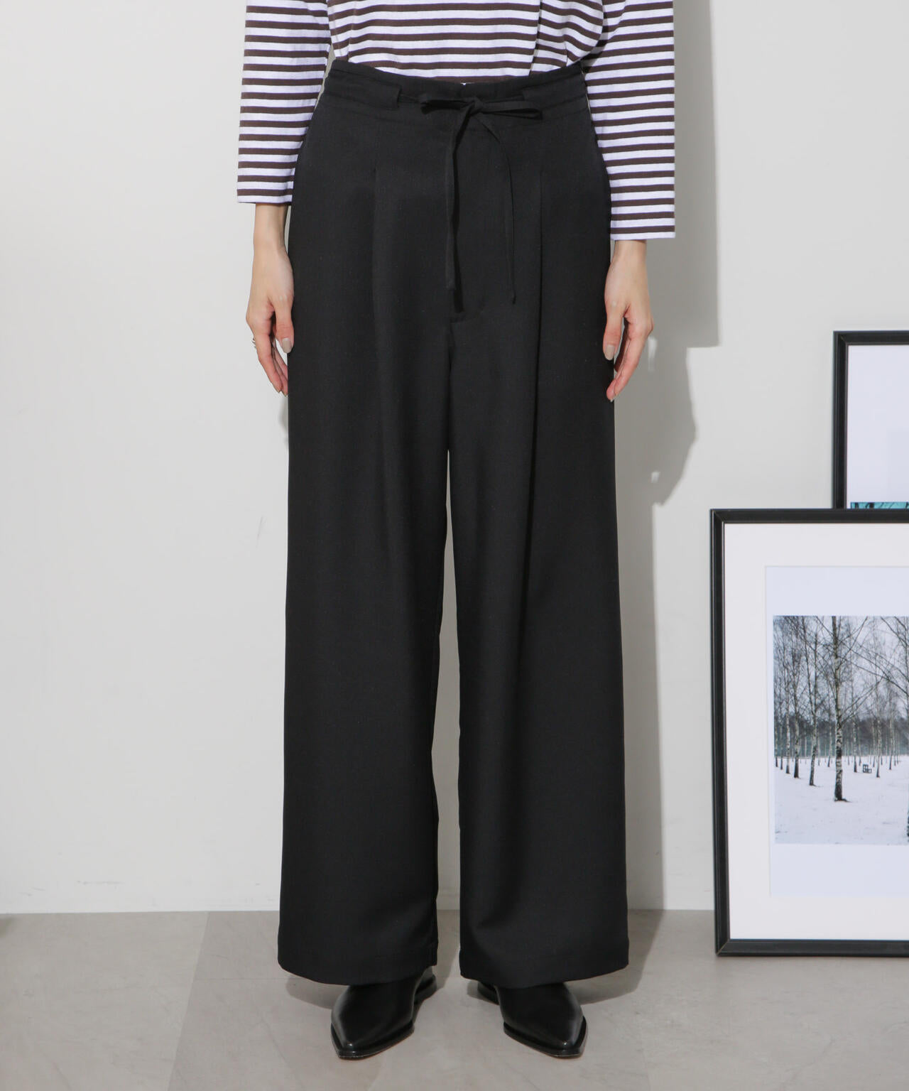 ウエストリボンベルトパンツ(セットアップ可)