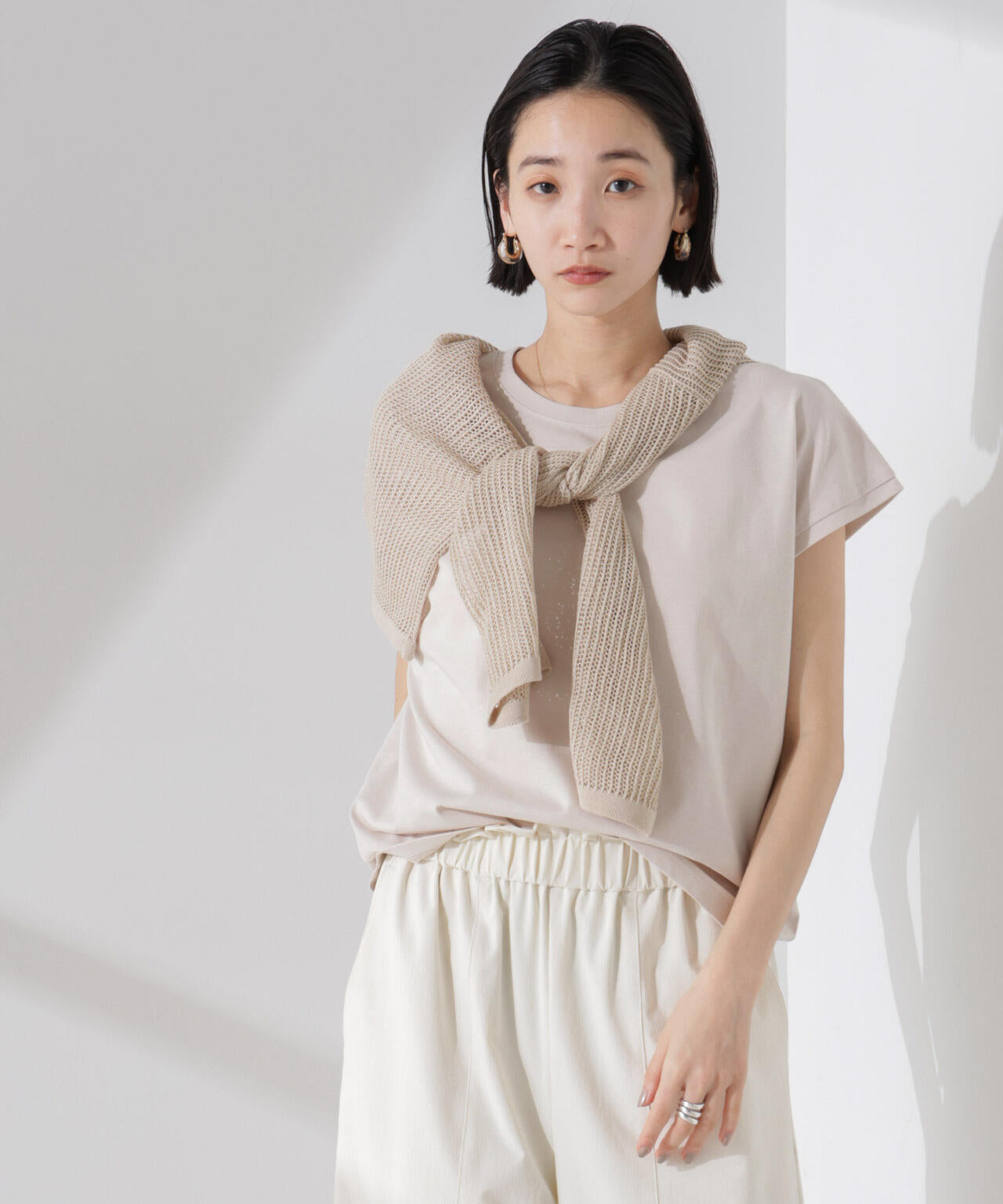 汗染み防止加工接触冷感フレンチスリーブTシャツ