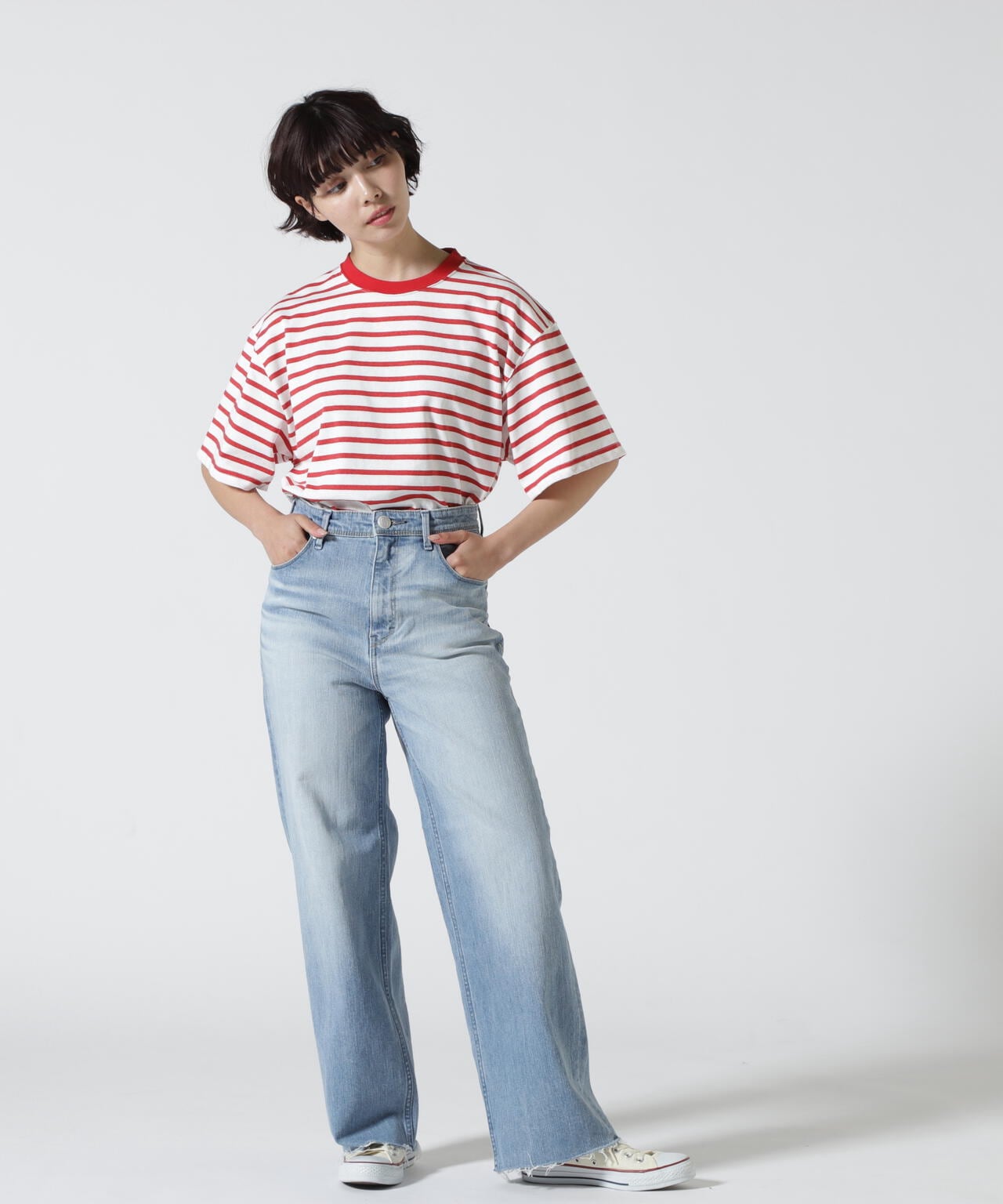 SOGLIA/ソリア OPEN END BORDER TEE リンガーボーダーT