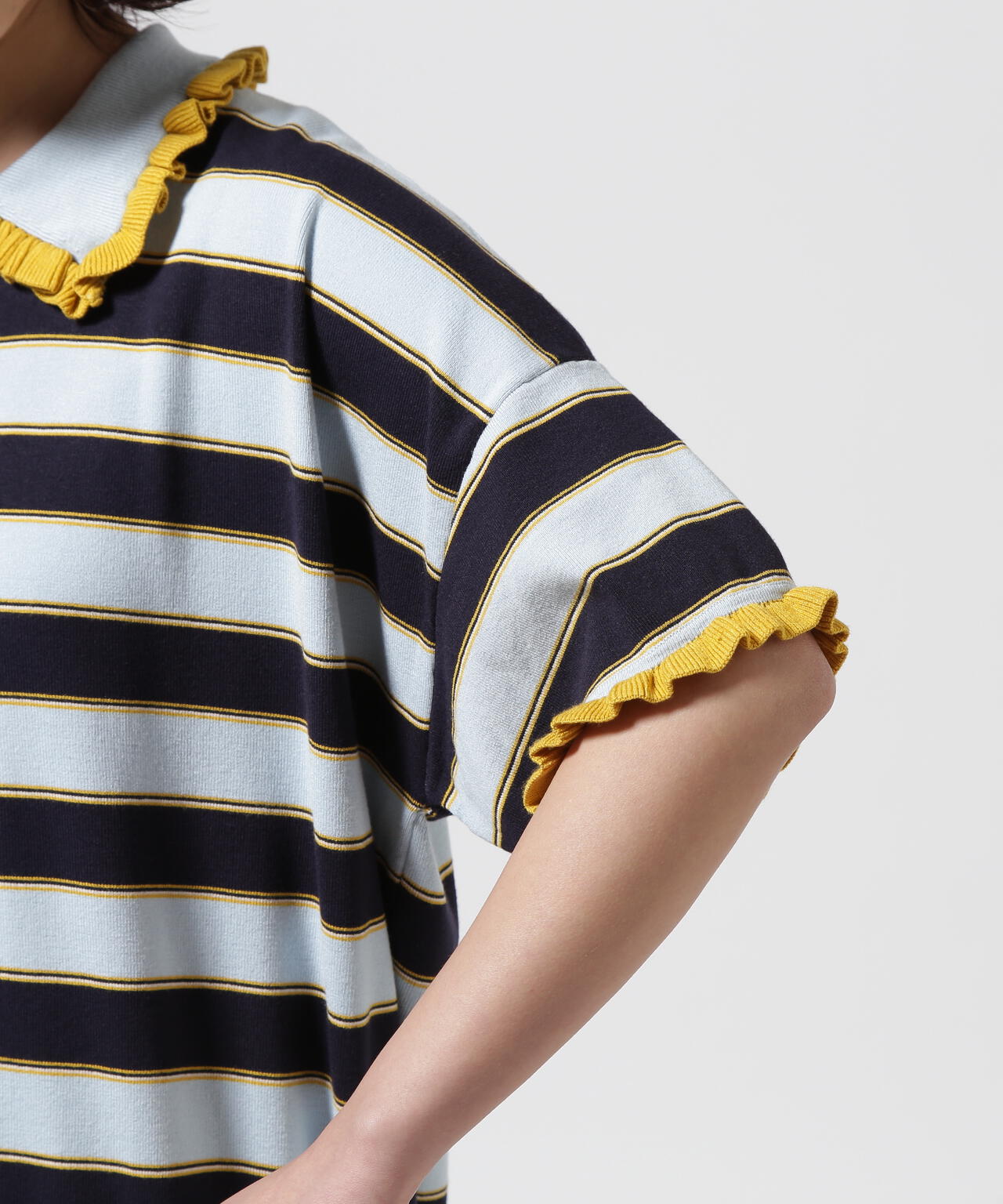 RHODOLIRION/ロドリリオン Frill Polo Sweater フリルポロセーター