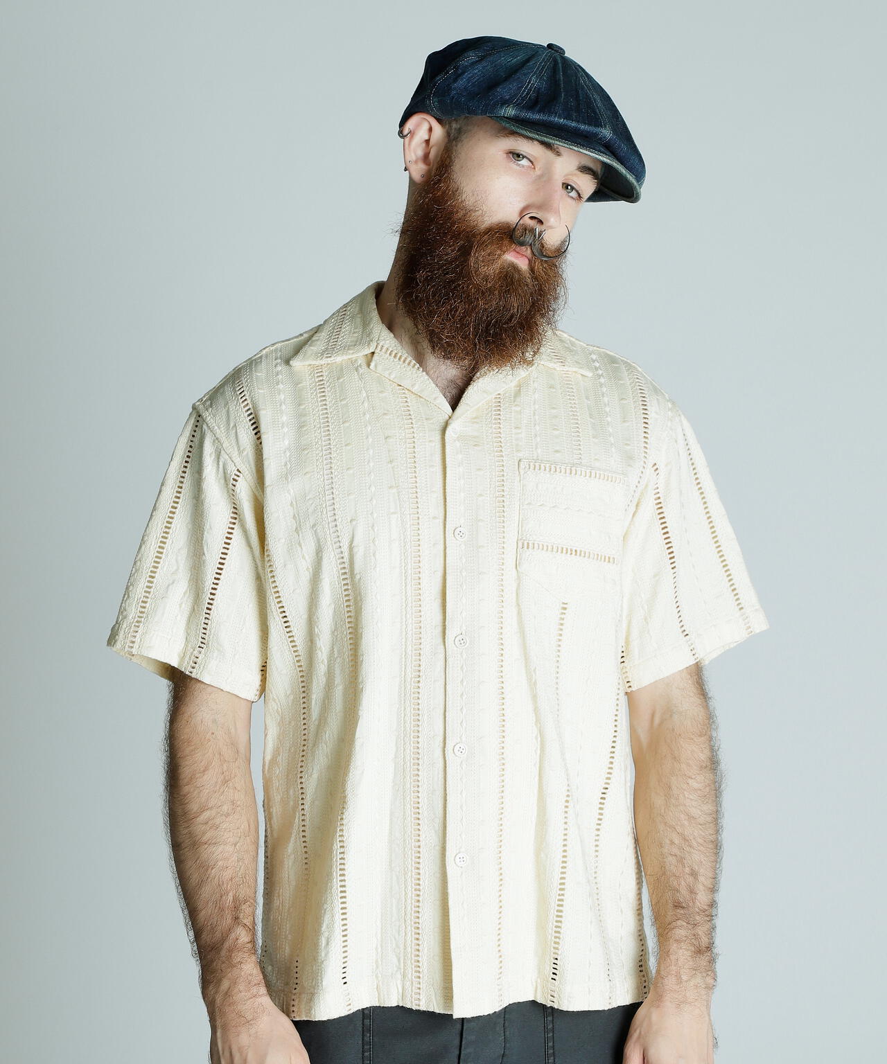 CR SHIRT EMBROIDERY/コットン レーヨン 刺繍シャツ