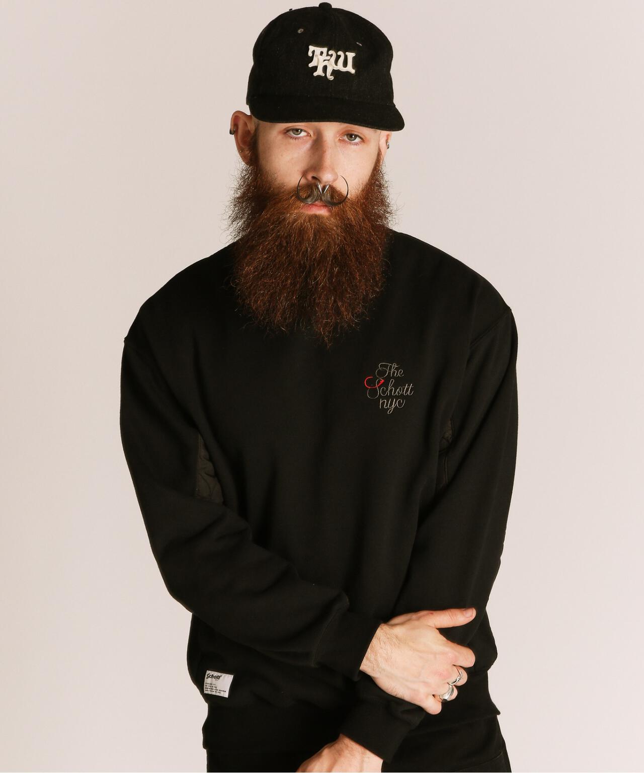 QUILTED COMBI. CREW SWEAT/キルティング コンビ クルースウェット