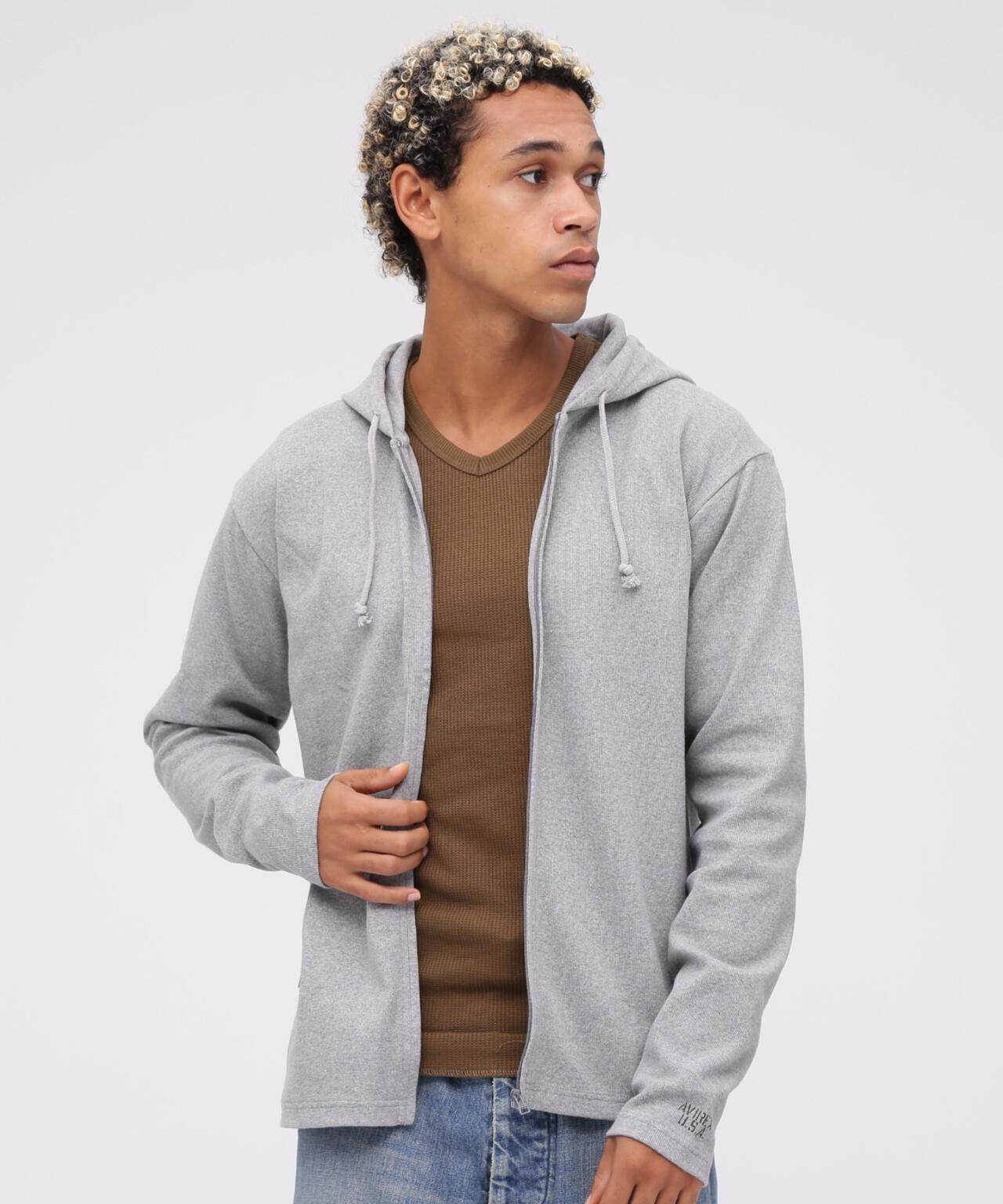 《DAILY/デイリー》RIB ZIP PARKA/デイリー 長袖 リブ ジップパーカー/AVIREX/アヴィレックス