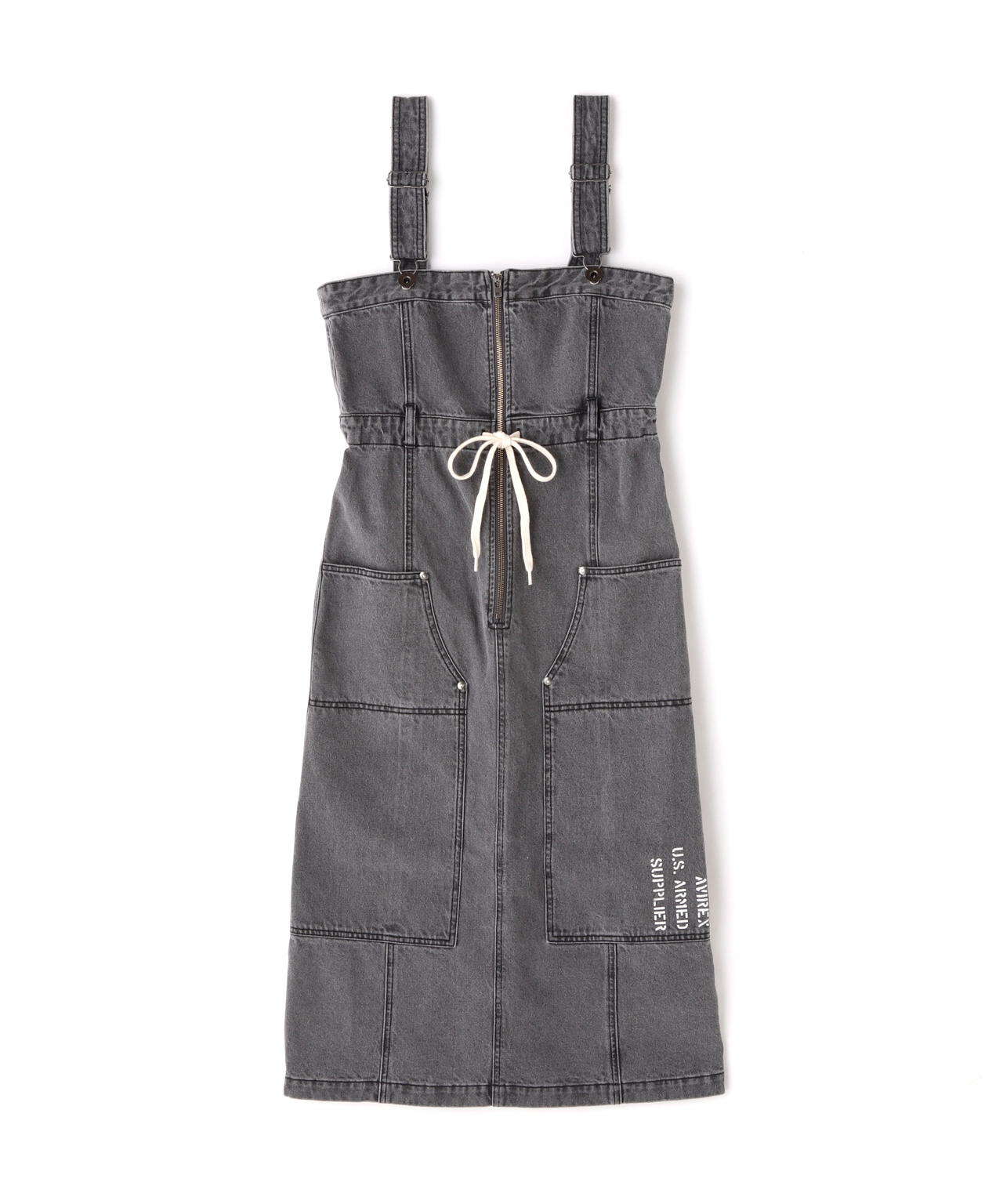BELT PRINT DENIM JUMPER SKIRT/ベルトプリントデニムジャンパースカート