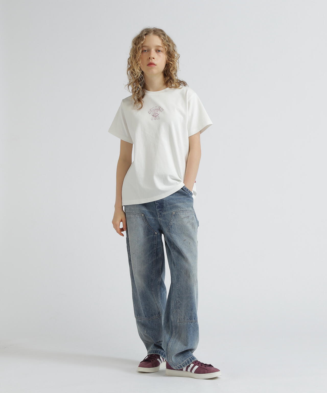 《WEB&DEPOT限定》ONE POINT EMB T-SHIRT"VARSITY LOGO" / ワンポイントロゴ 刺繍 半袖Tシャツ