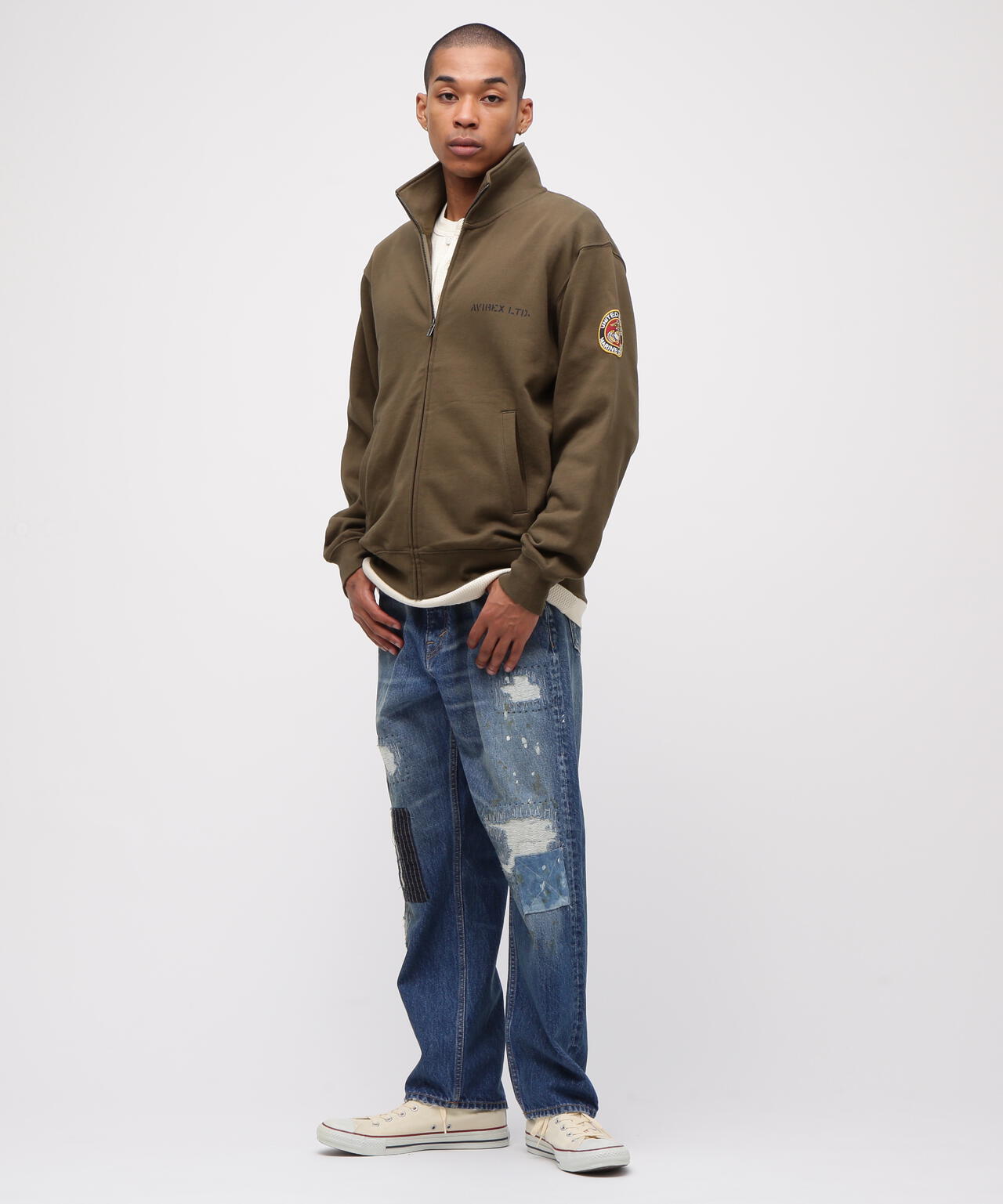 《直営店限定》CAMP LEJEUNE PATCHED STAND ZIP SWEAT