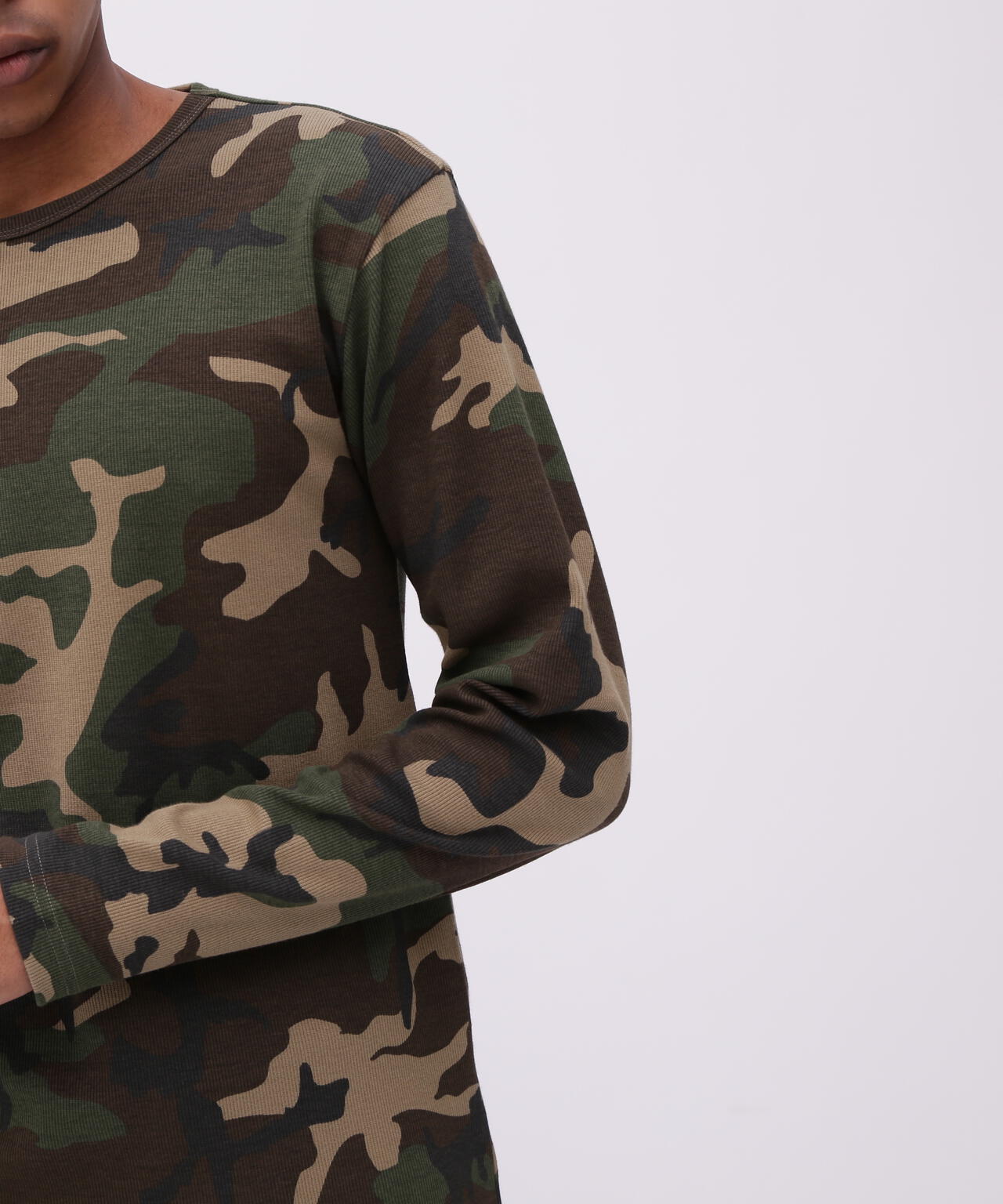 《DAILY/デイリー》 RIB LONG SLEEVE CREW NECK T-SHIRT ”CAMOUFLAGE”
