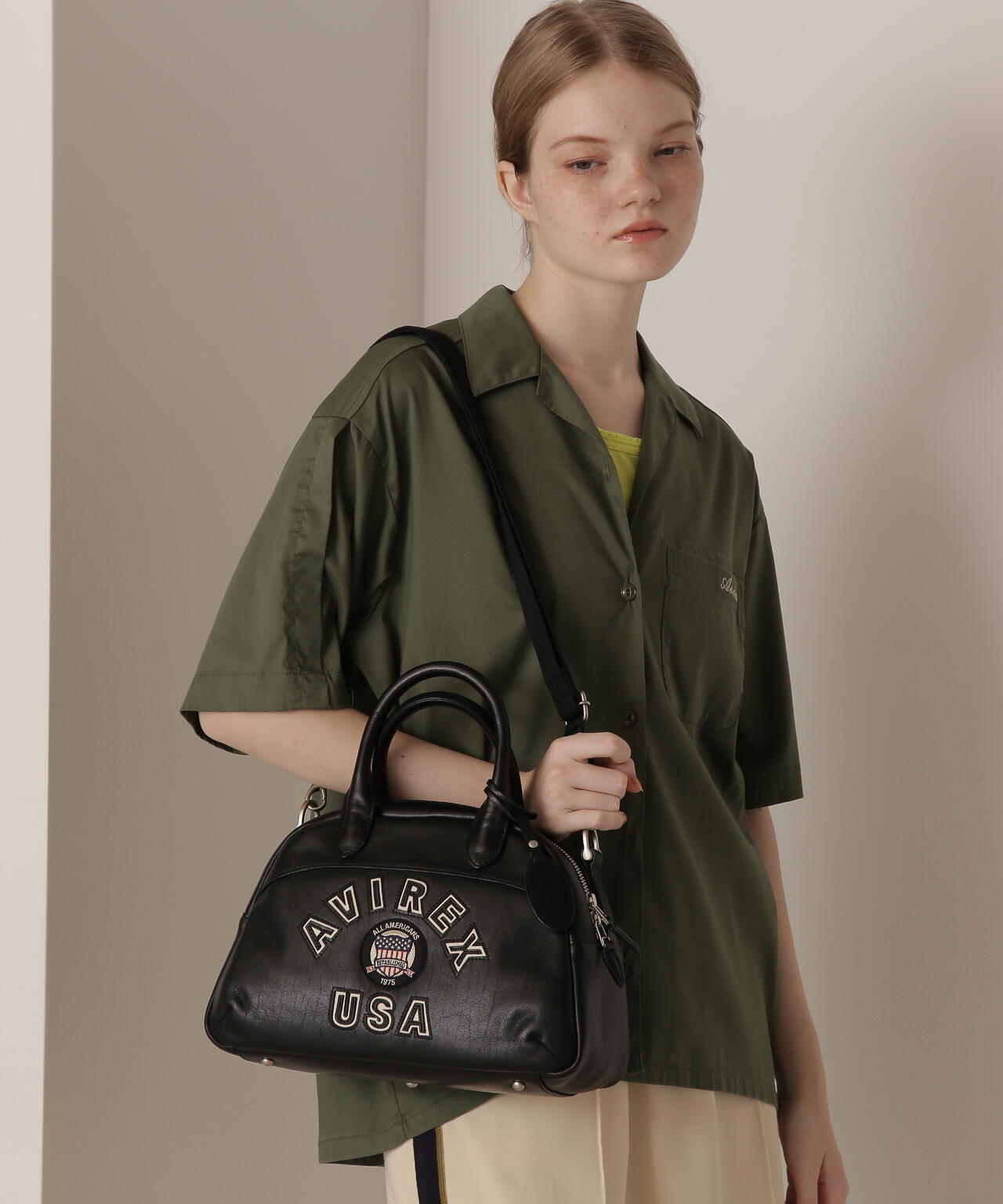 《直営店限定》VARSITY LEATHER MINI-BOSTON BAG / AVX5625
