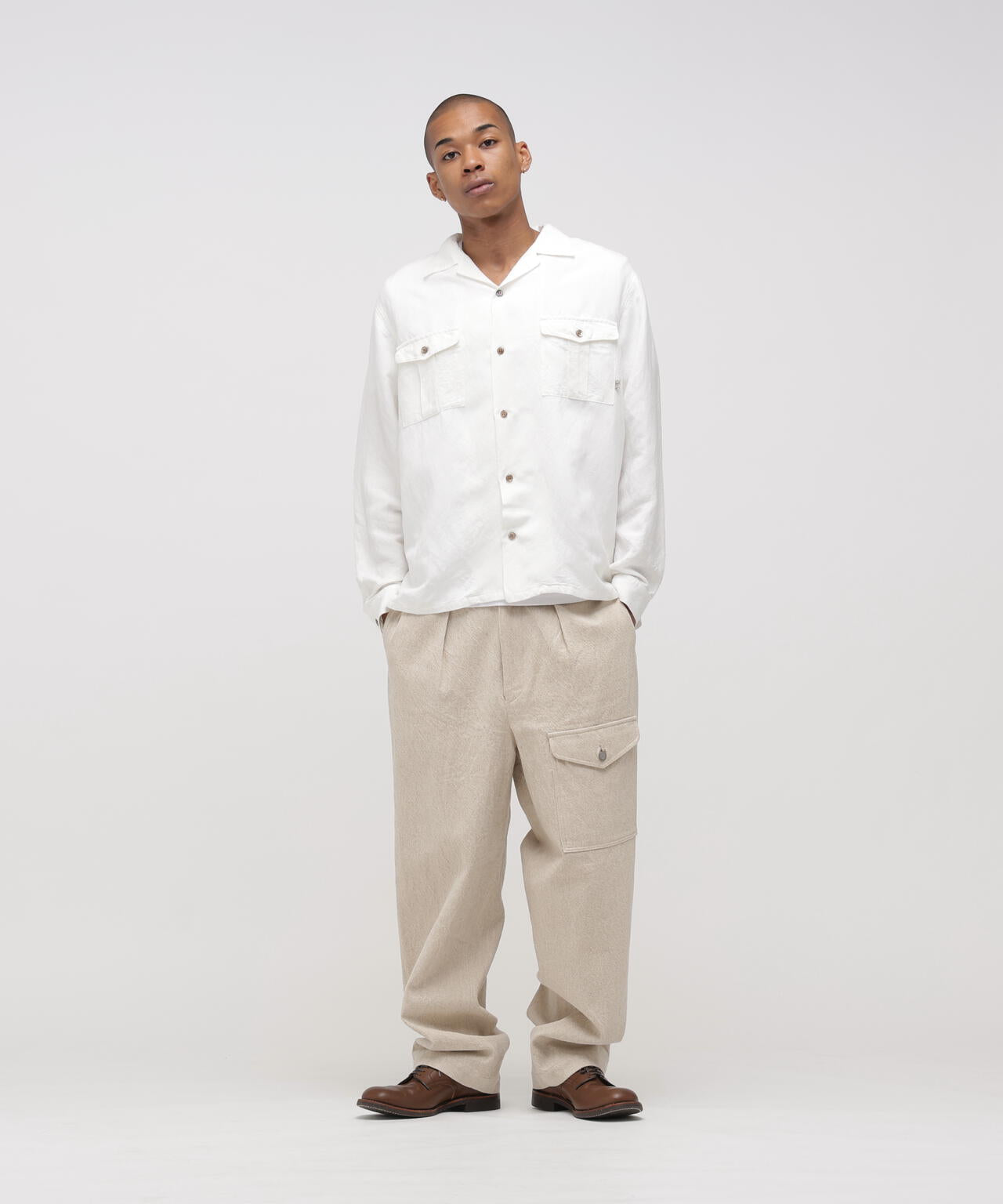 ★TFQP by HANDROOM LINEN GABARDINE MECHANIC PANT