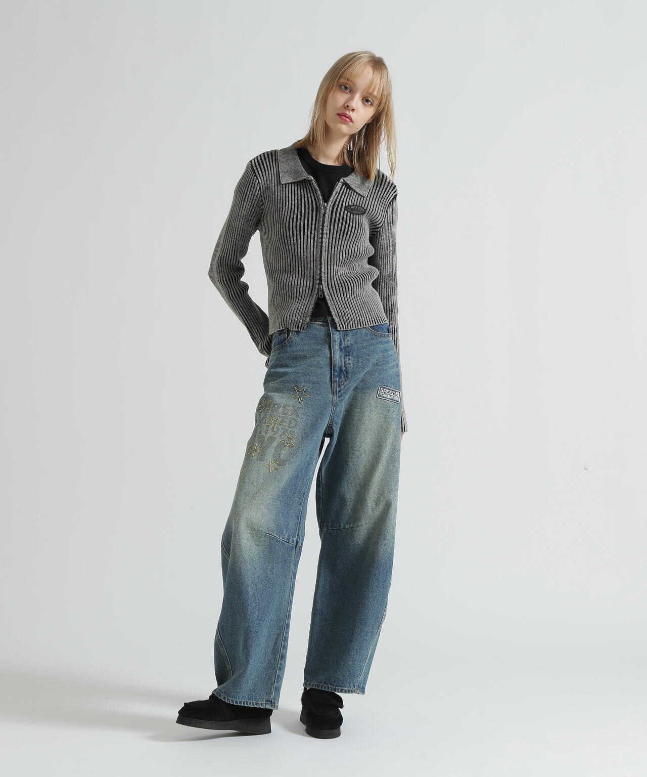 WAPPEN BARREL LEG DENIM PANTS