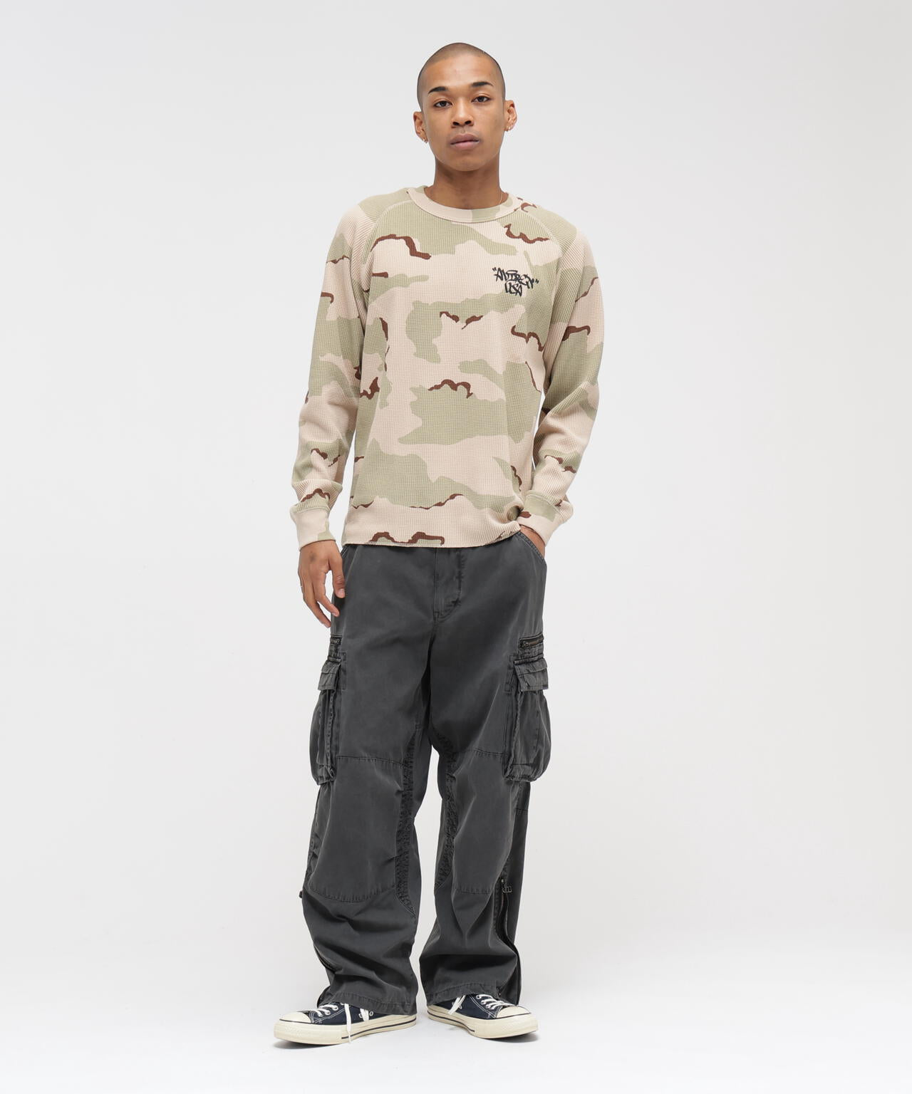 《直営店限定》MINI WAFFLE CAMO RAGLAN L/S T-SHIRT