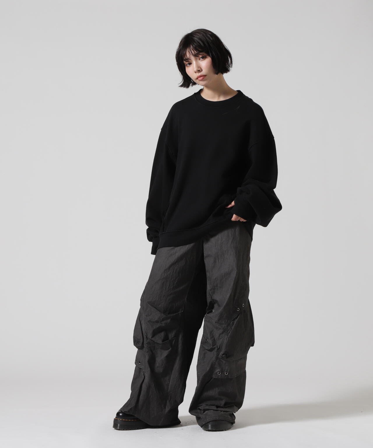BLR/ビーエルアール/OVER-FIT RAW-CUTTED LINE SWEATSHIRTS