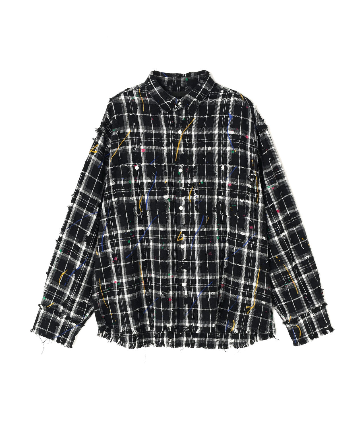 DankeSchon/ダンケシェーン/DAMAGE PAINT CHECK L/S SHIRTS