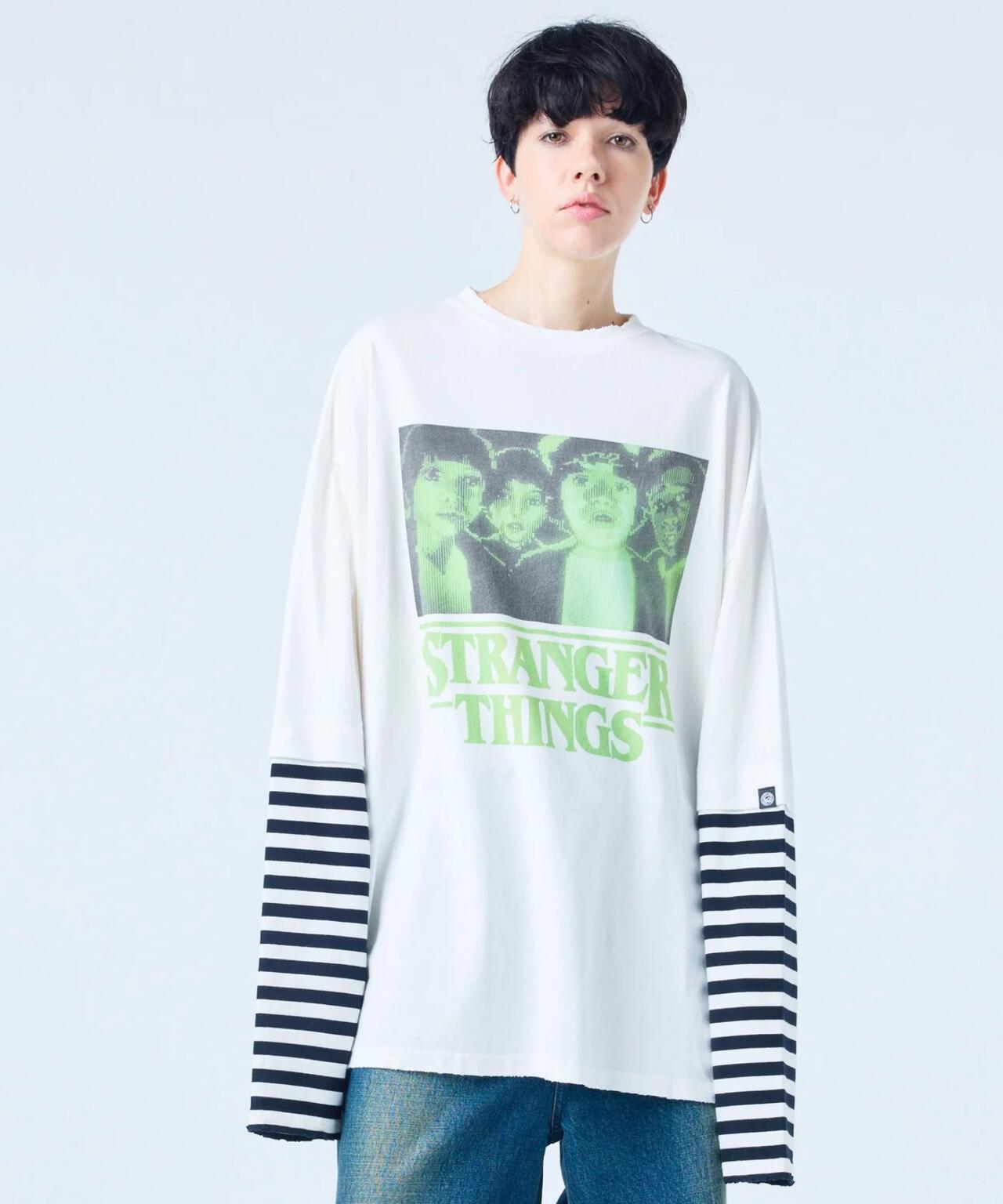 littlesunnybite/×stranger things graphic fake layered long tee