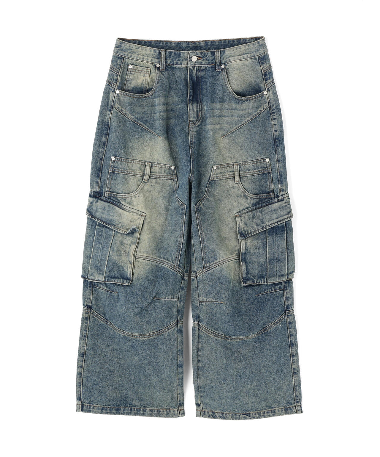 SIS/エスアイエス/Washed Denim Wide Cargo Pants