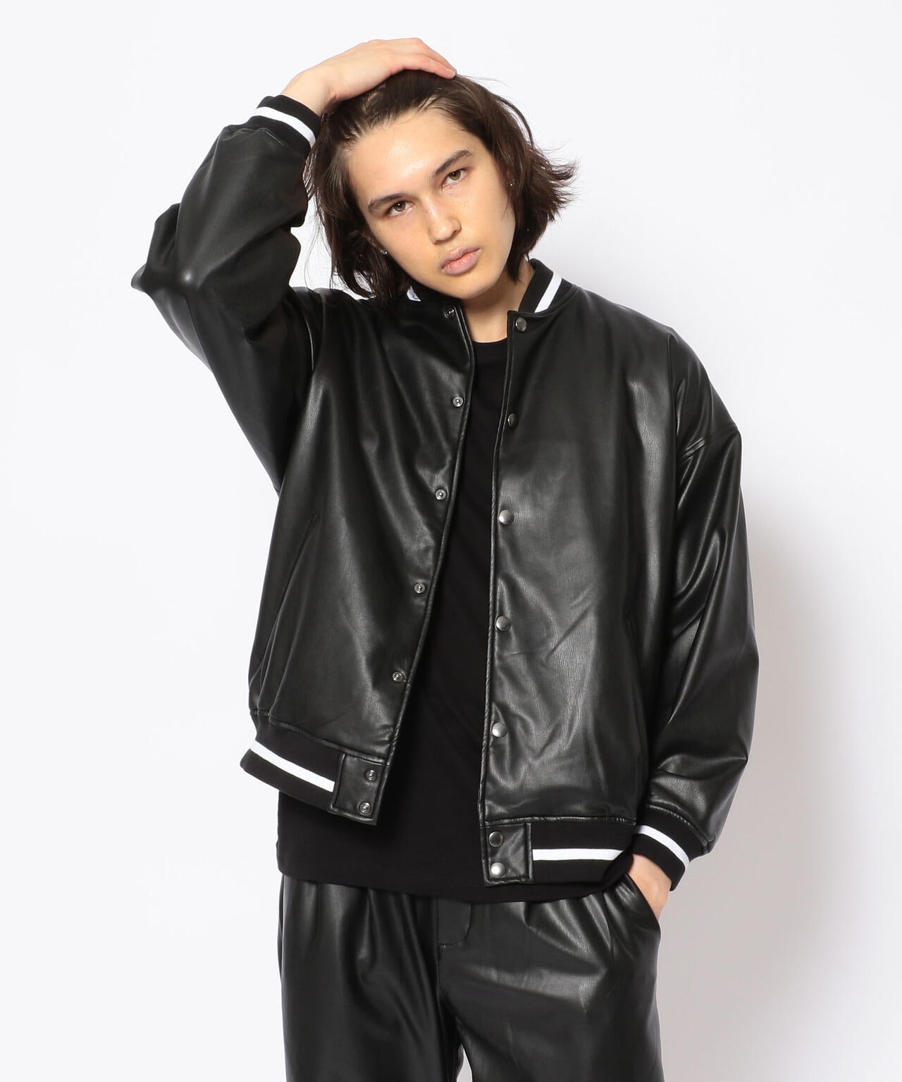 LUSOR(ルーソル)Ecoleather Stadium jumper エコレザースタジャン