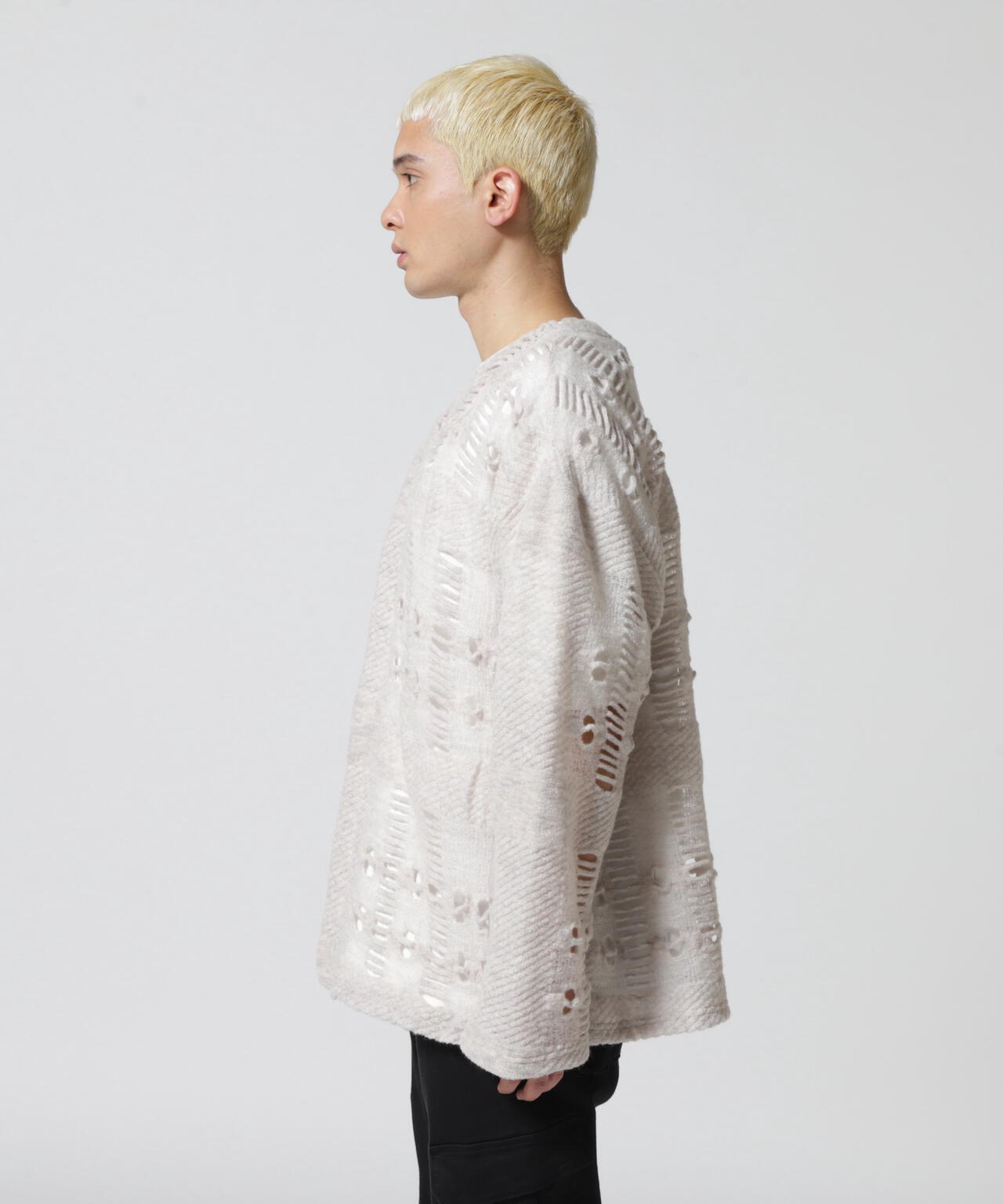 LUSOR(ルーソル)WOOL NYLON DAMEGE CD ダメージ風カーディガン