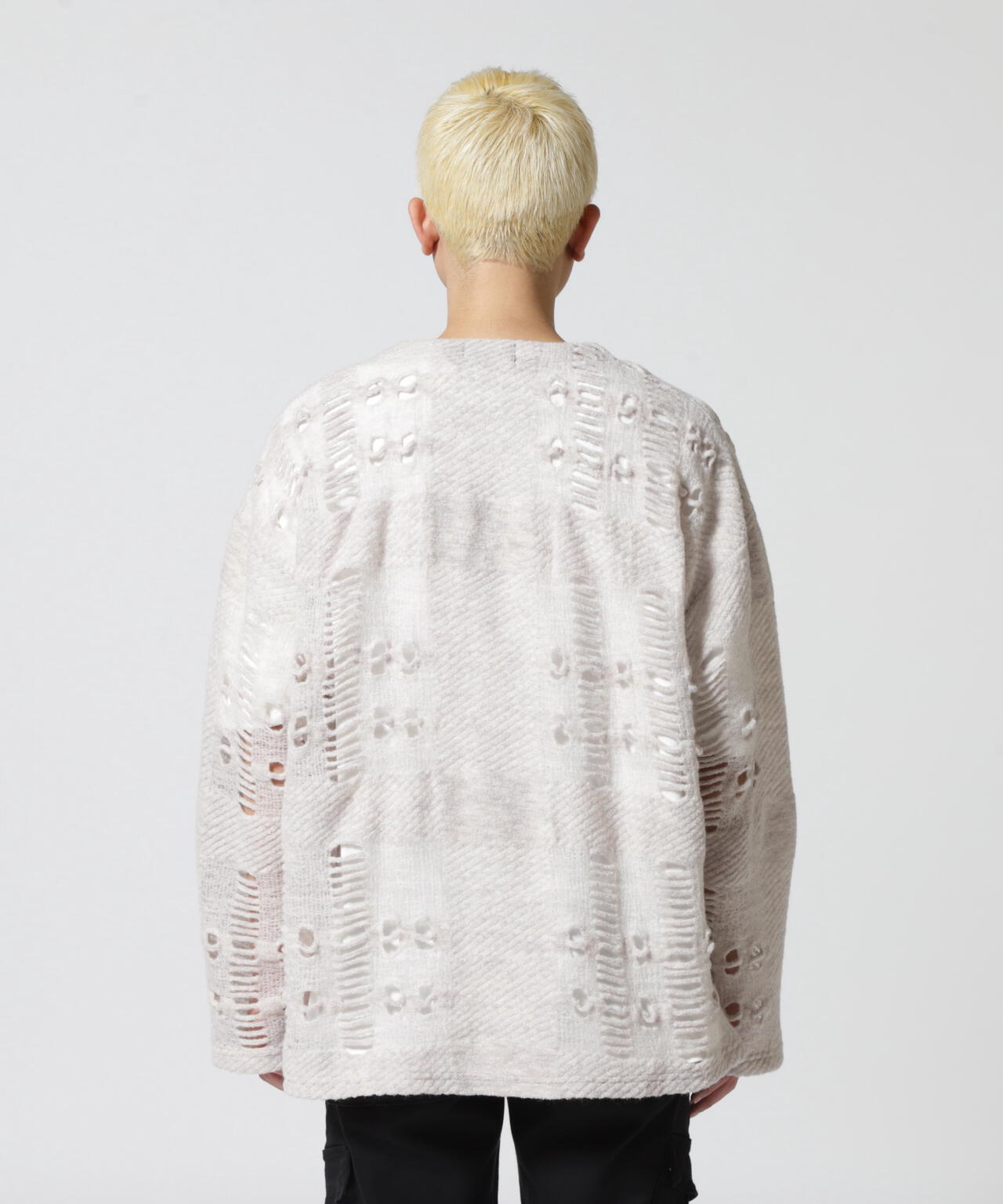LUSOR(ルーソル)WOOL NYLON DAMEGE CD ダメージ風カーディガン