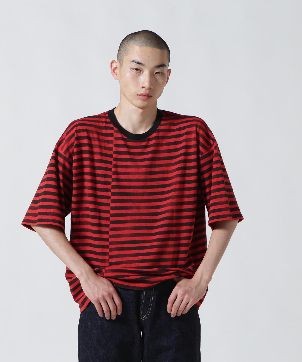 MINEDENIM(マインデニム)Hazy Border Uneven Loose T-SH