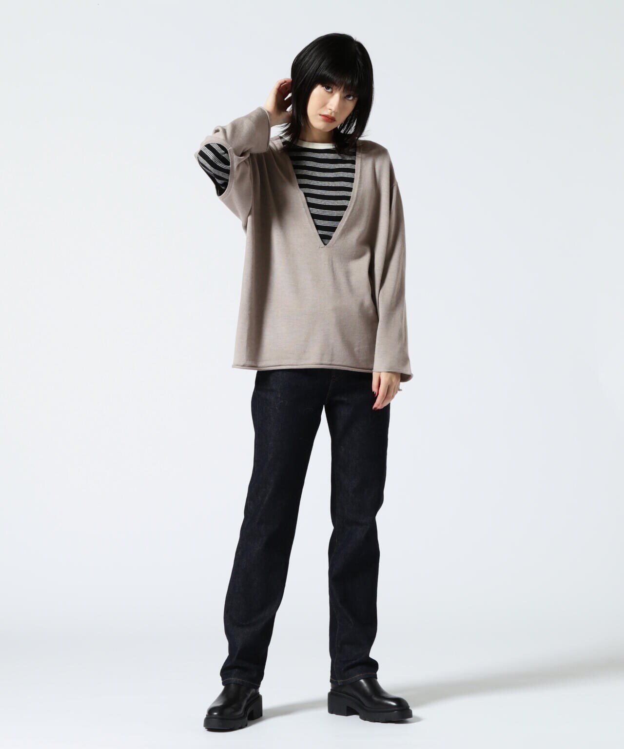 DROIT BELLO(ドロイトベロ) エルボーホールデザインニット