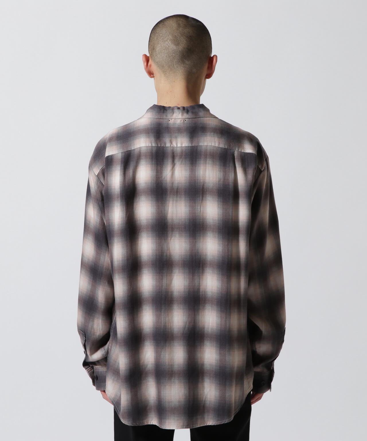 MINEDENIM / Drape Denim Ombre Check Loose Work SH
