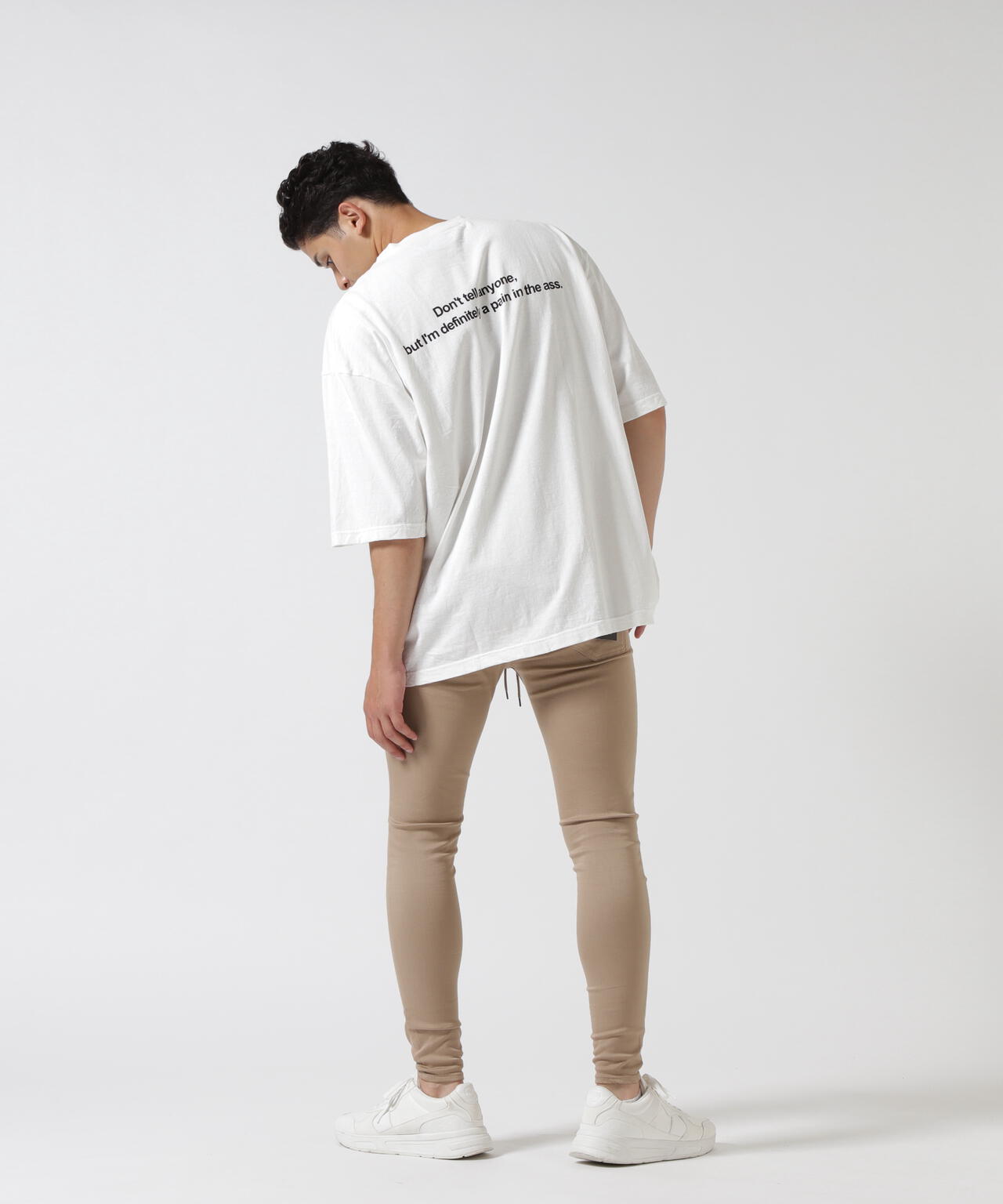 MINEDENIM(マインデニム)Monochrome Two tone Face Crewneck T-SH
