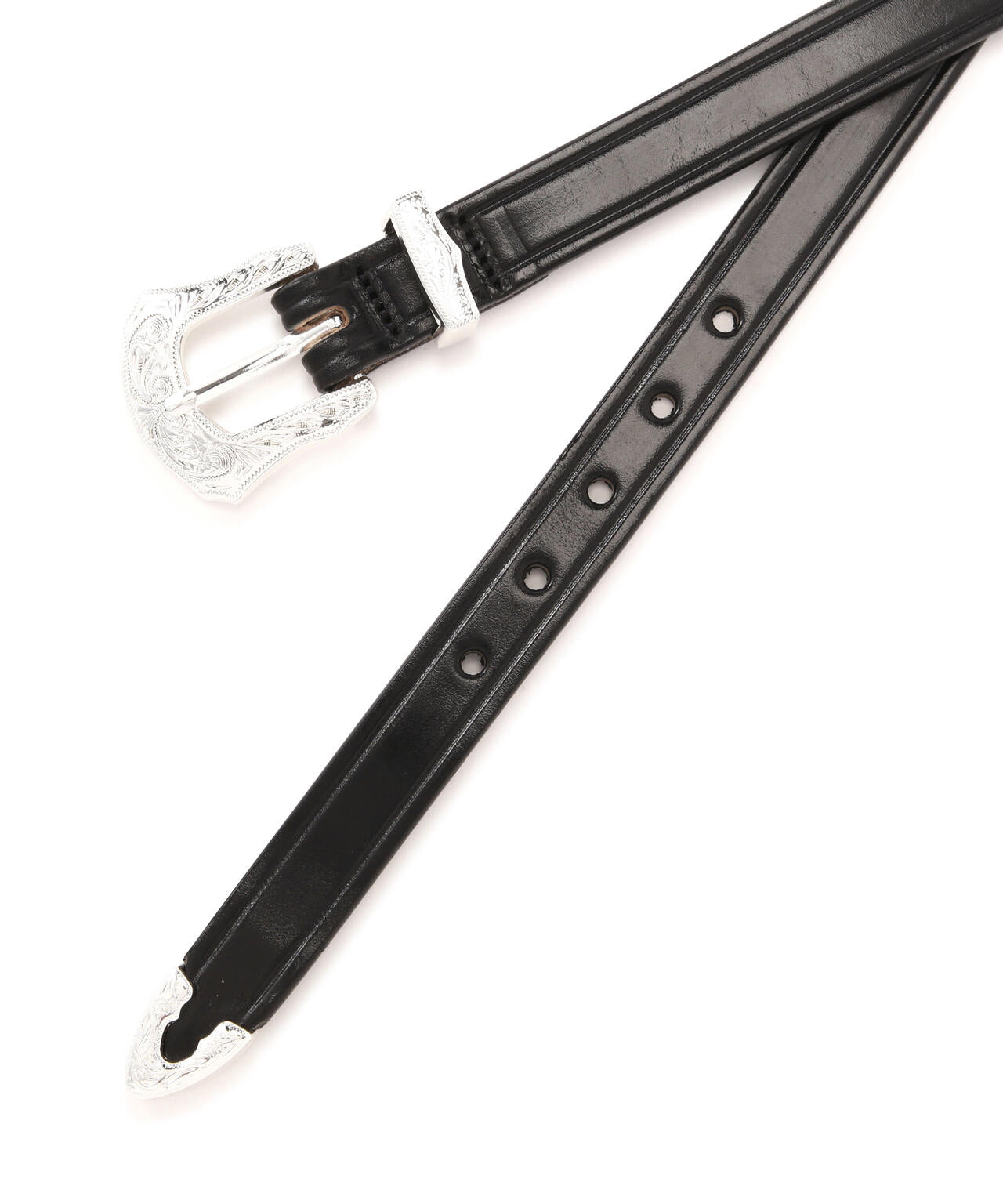 TORY LEATHER / 3/4 inch 3-Piece Silver Buckle Set Belt